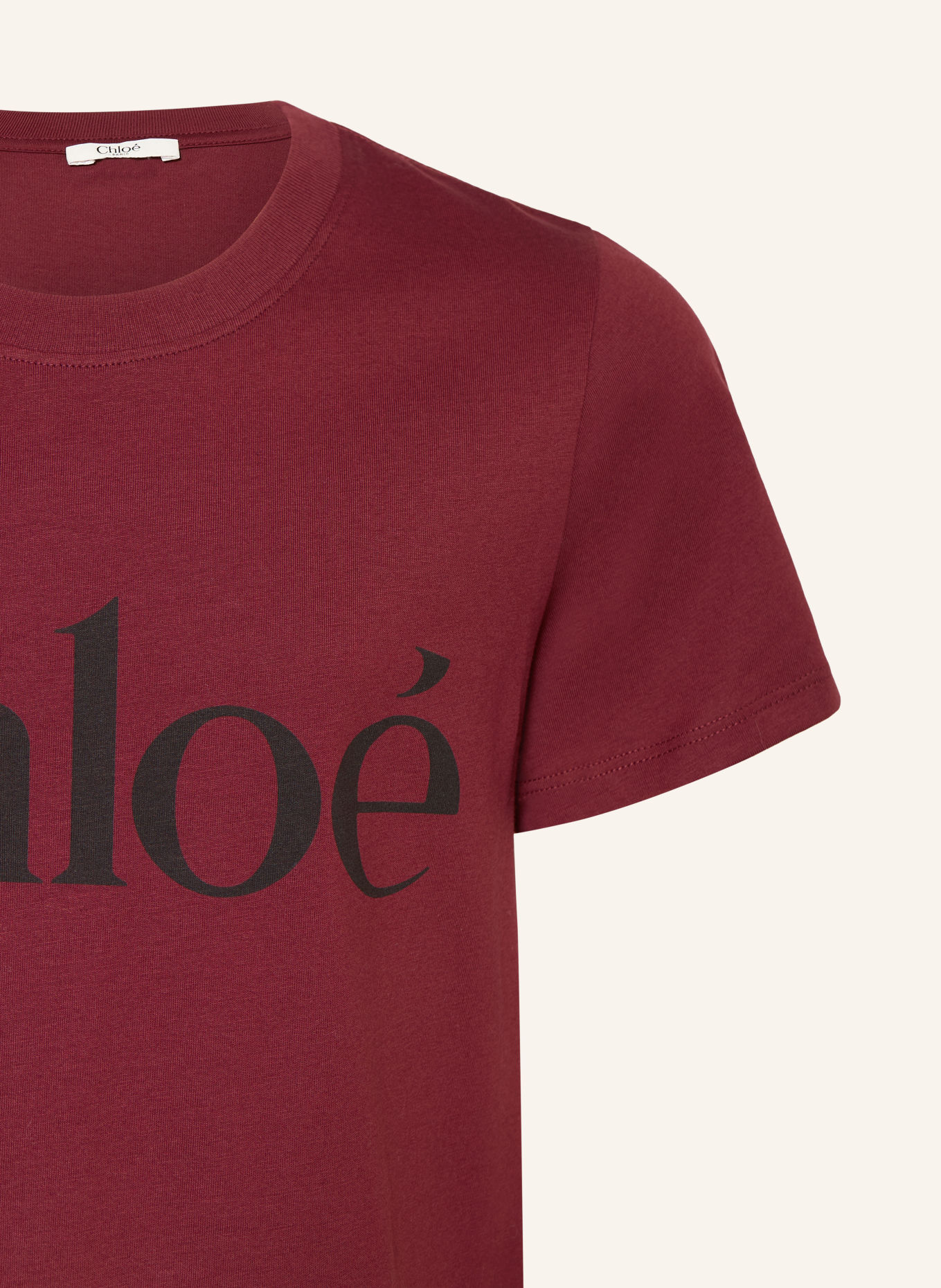 Chloé T-shirt: DONKERROOD / ZWART