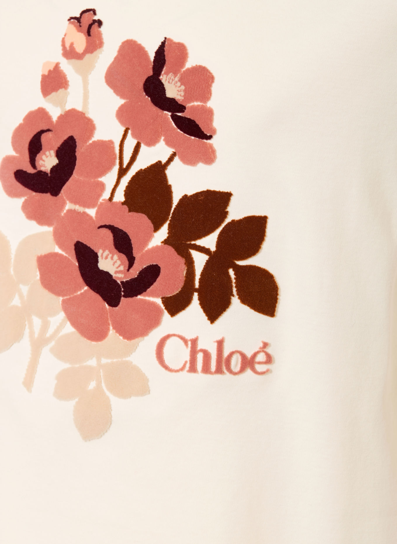 Chloé T-shirt: CRÈME / MARRON FONCÉ / ROZE