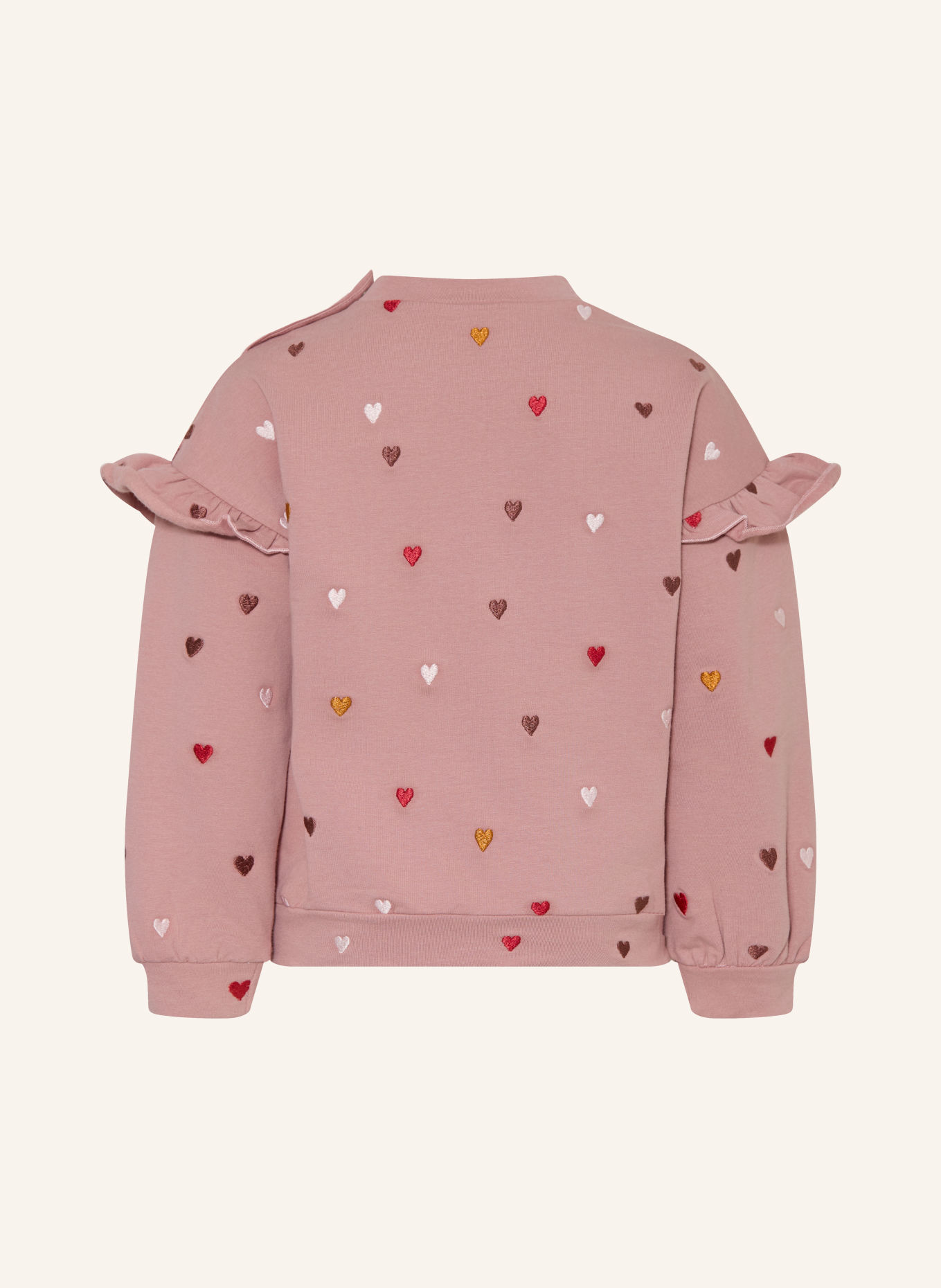 HUST and CLAIRE HCSICILLIA Sweatshirt with Ruffles: DUSKY PINK / DARK RED / WHITE