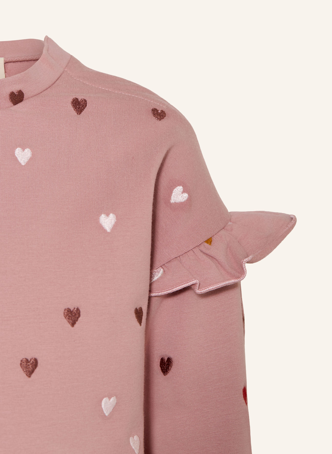 HUST and CLAIRE HCSICILLIA Sweatshirt with Ruffles: DUSKY PINK / DARK RED / WHITE