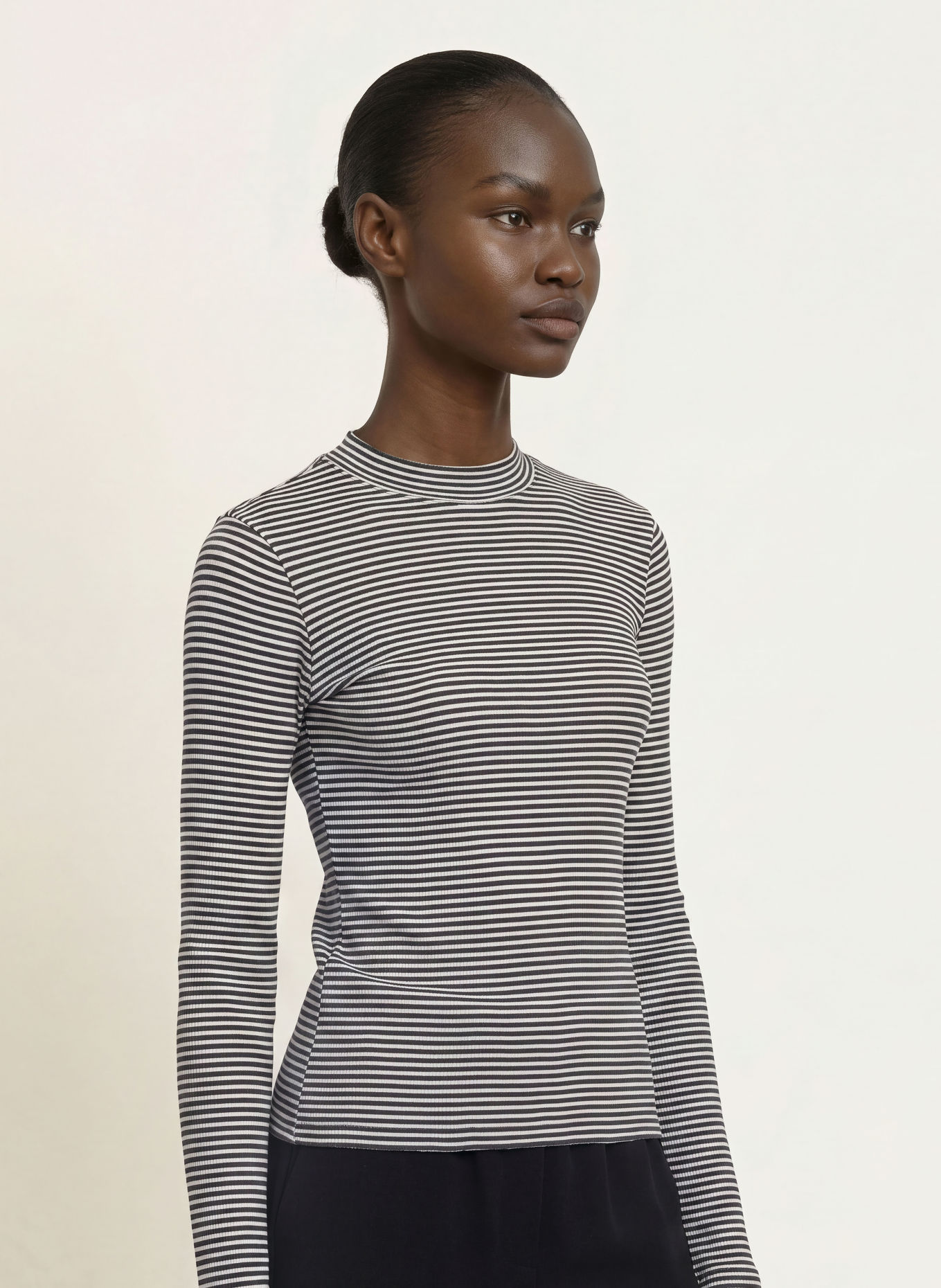 BOSS EMARIKA Long-sleeve shirt: DARK BLUE / WHITE