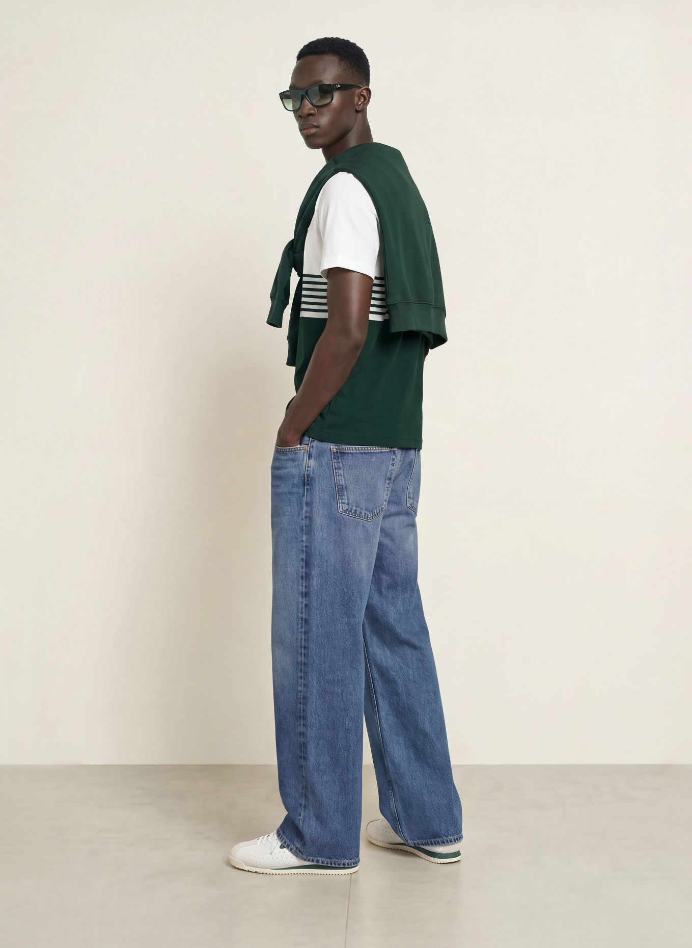 LACOSTE T-shirt: BLANC / GROEN