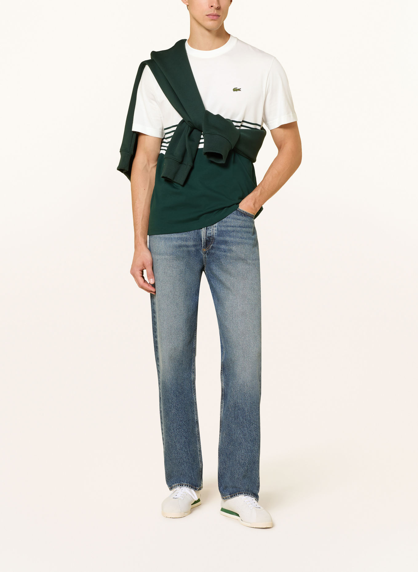 LACOSTE T-shirt: BLANC / GROEN