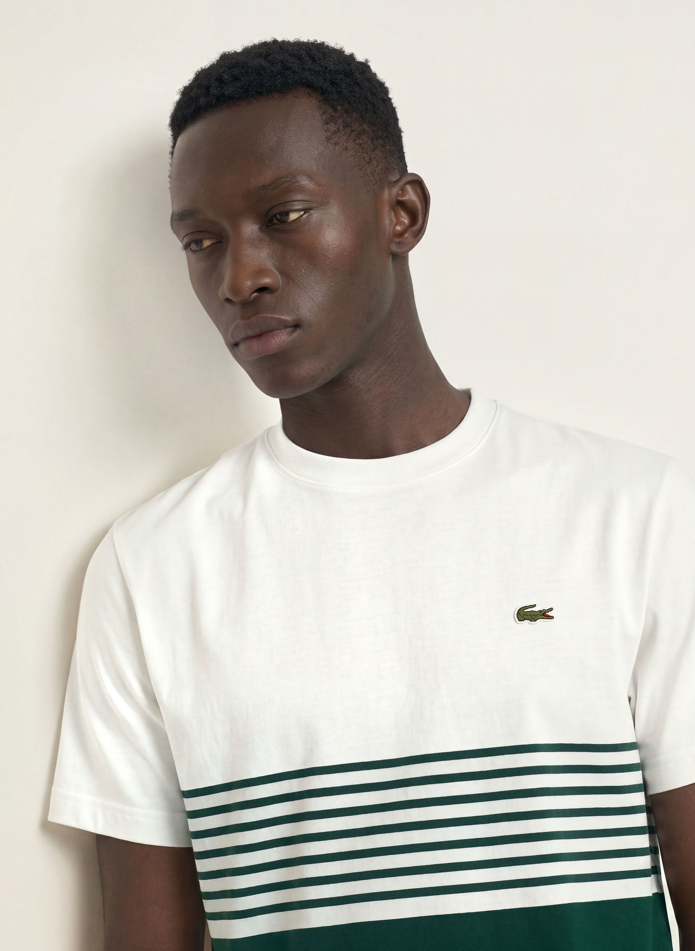 LACOSTE T-shirt: BLANC / GROEN