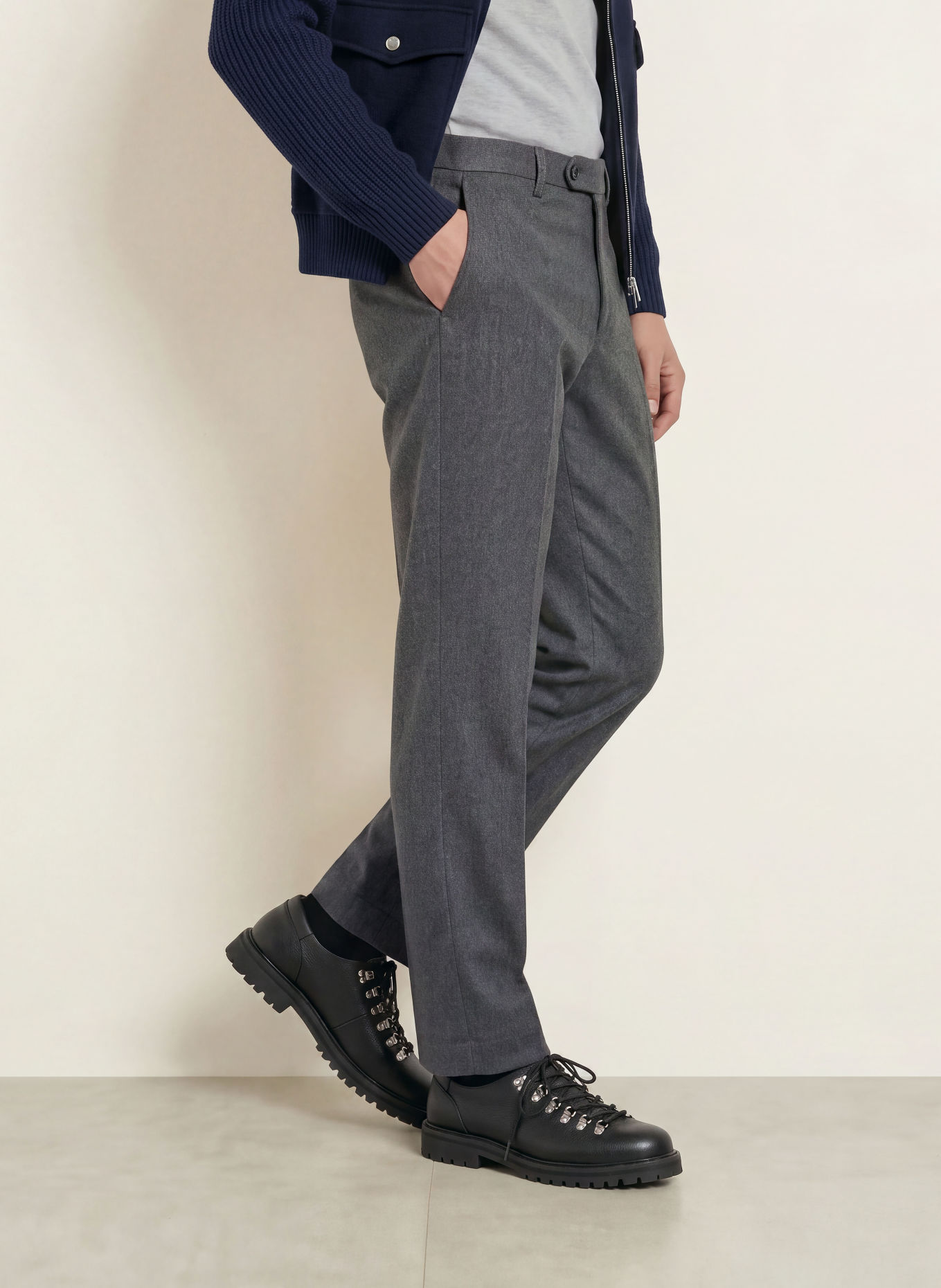 BERWICH Pantaloni din flanel NEGRONI Wide Fit: GRI