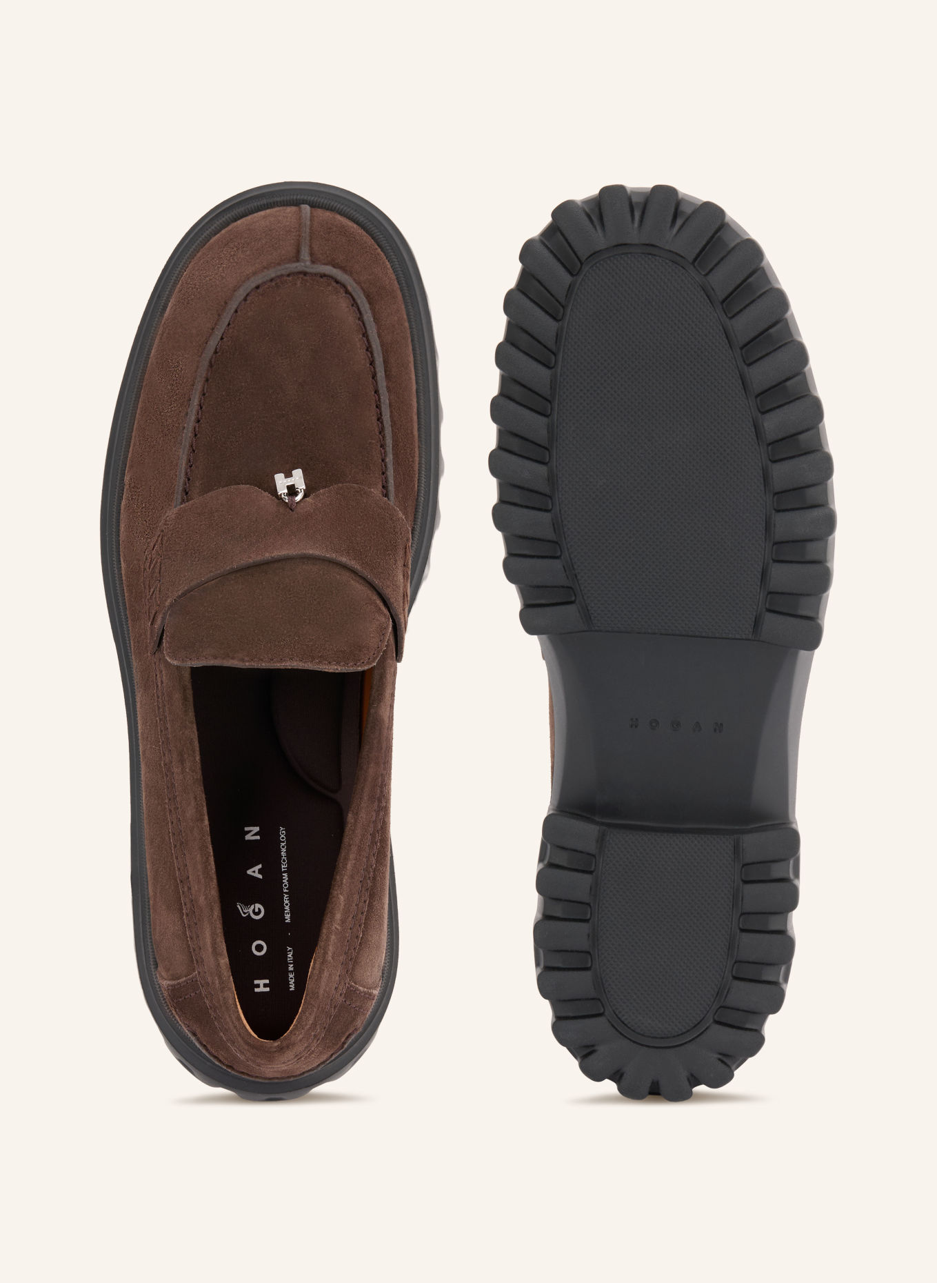 HOGAN Plateau-Loafers H700: MARRON FONCÉ / GOUD