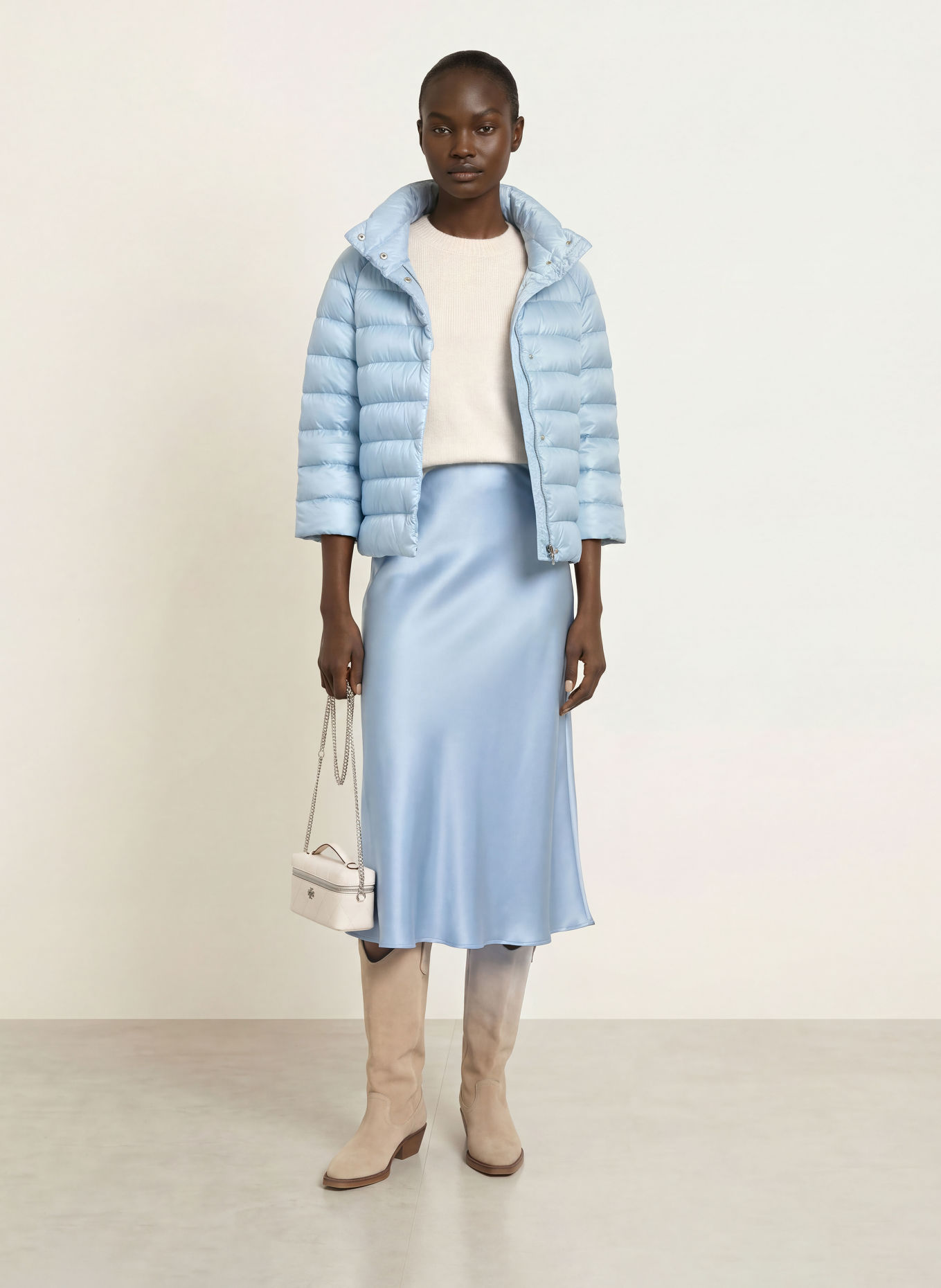 HERNO Satin skirt: LIGHT BLUE
