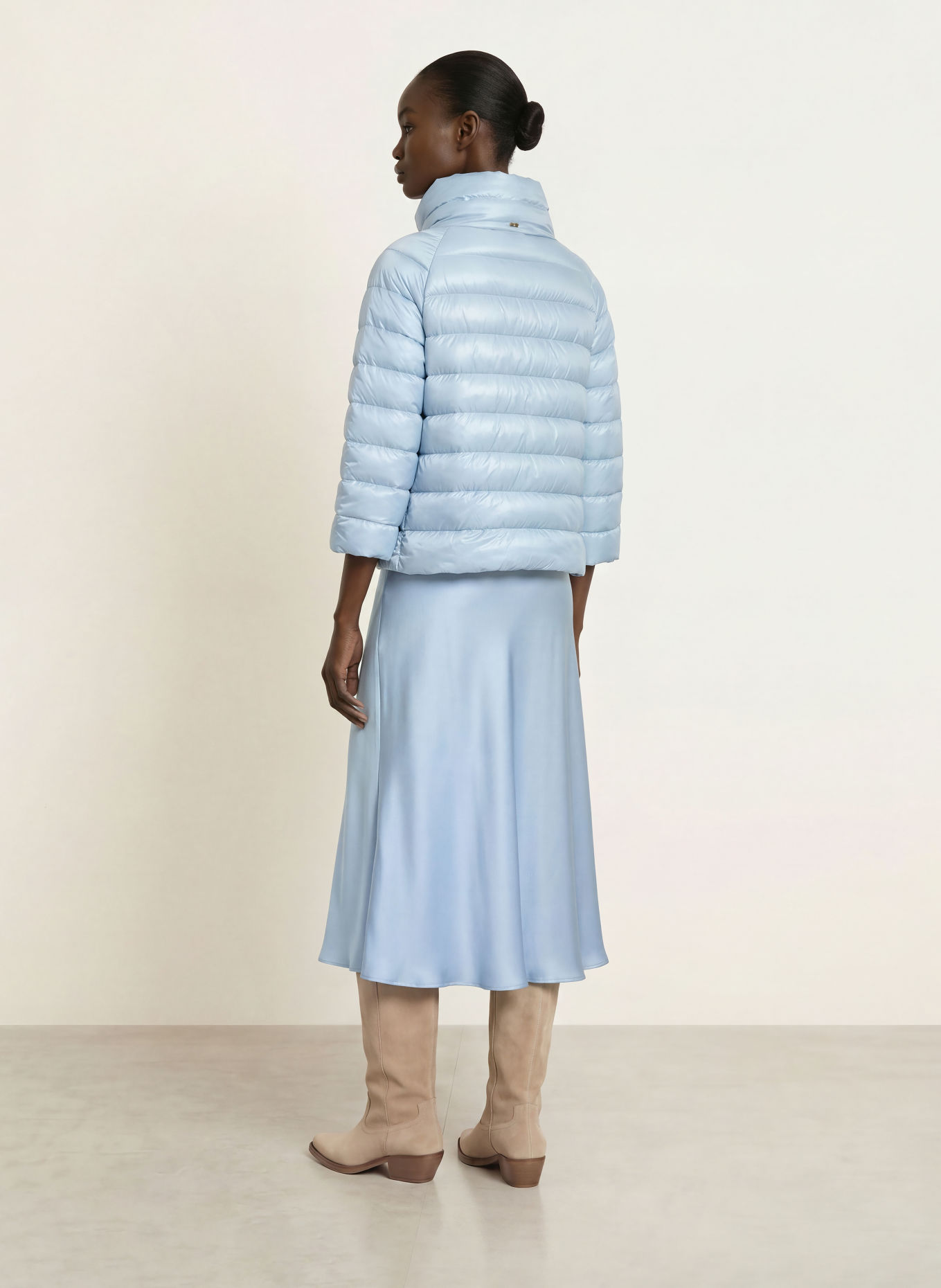 HERNO Satin skirt: LIGHT BLUE
