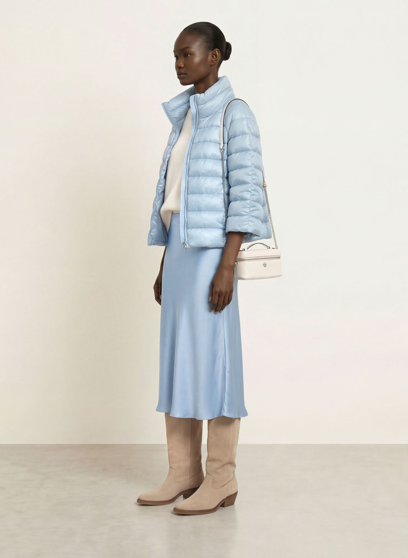 HERNO Satin skirt: LIGHT BLUE