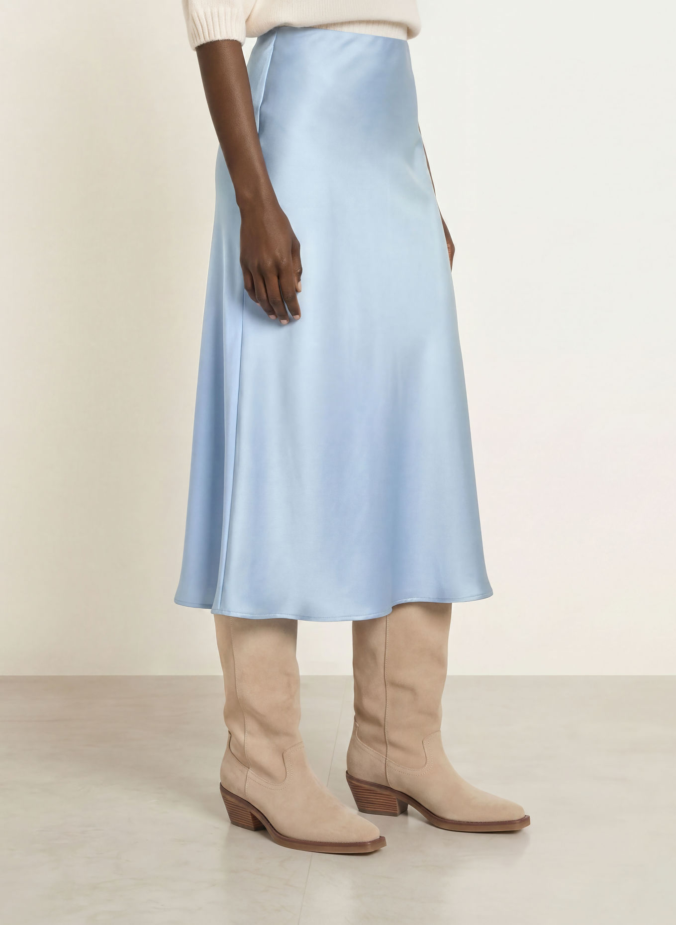 HERNO Satin skirt: LIGHT BLUE