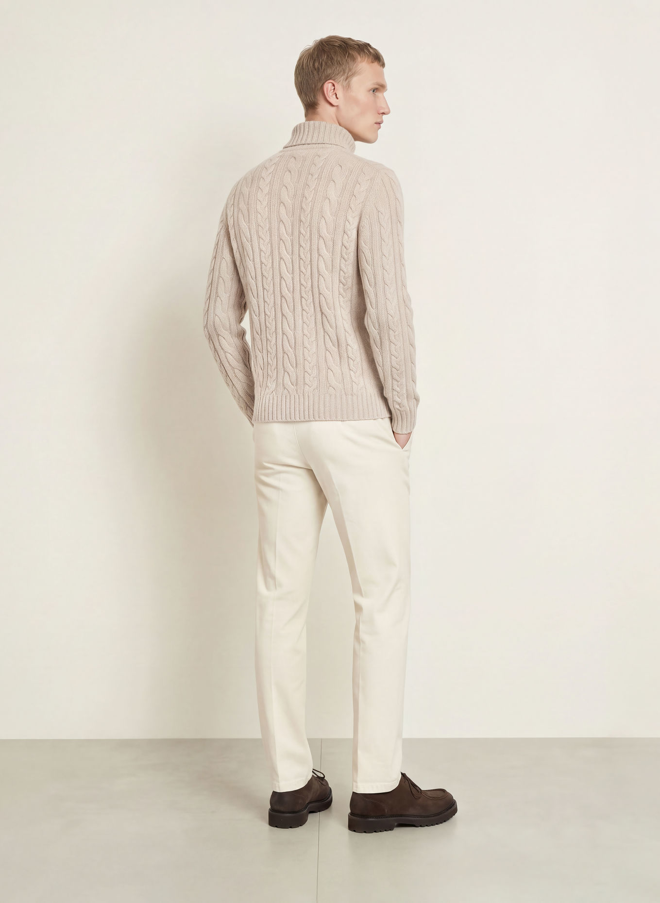 FEDELI Coltrui met col en kasjmier: BEIGE