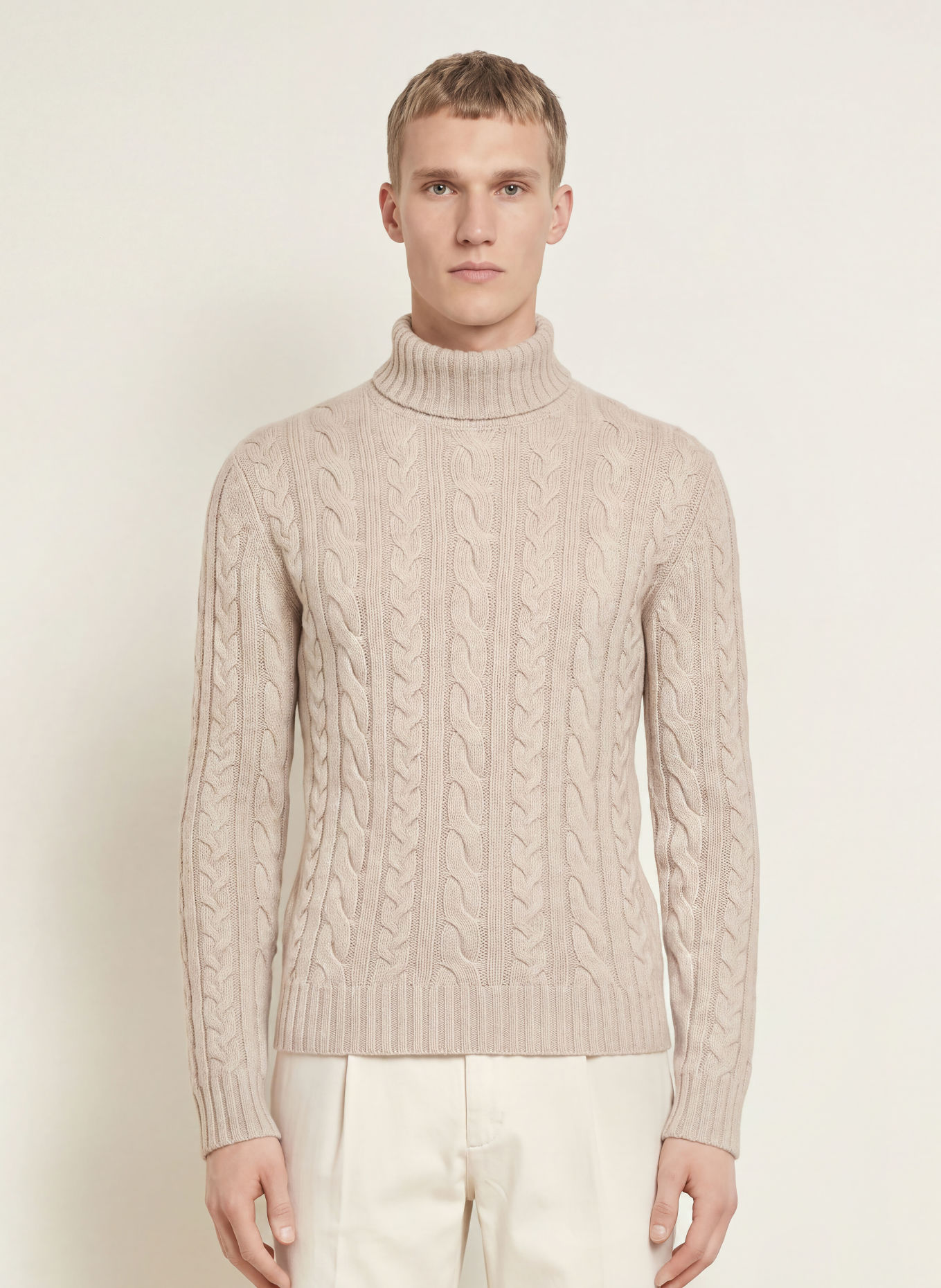 FEDELI Coltrui met col en kasjmier: BEIGE