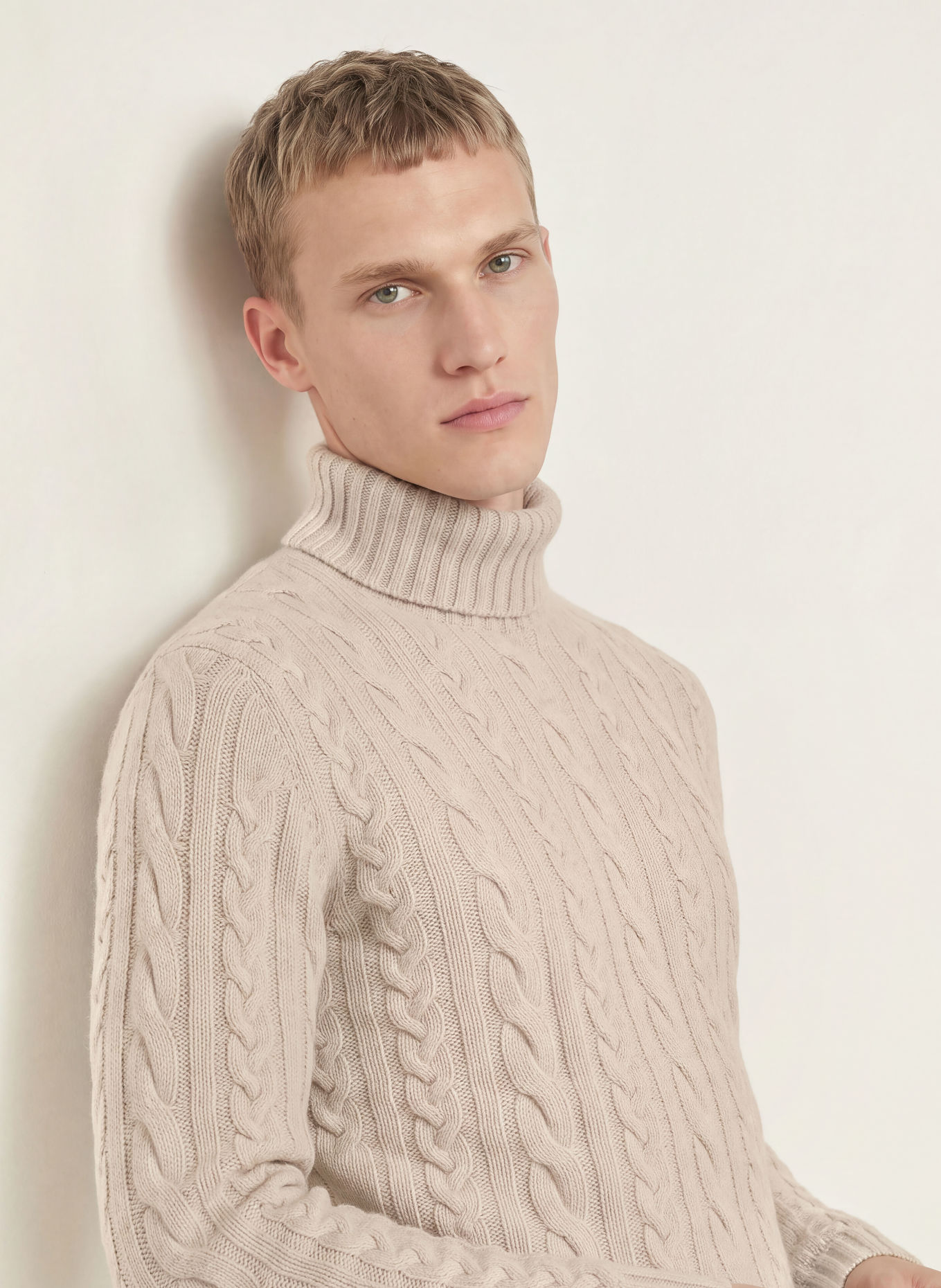 FEDELI Coltrui met col en kasjmier: BEIGE