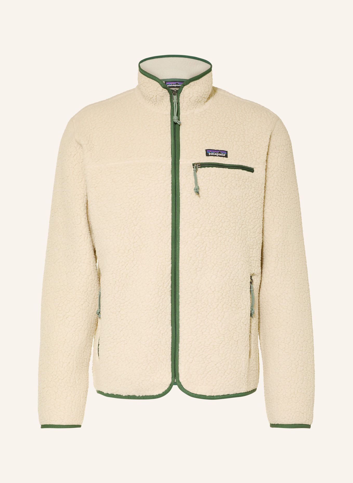 patagonia Kurtka z polaru RETRO PILE: BIAŁY / CIEMNOZIELONY