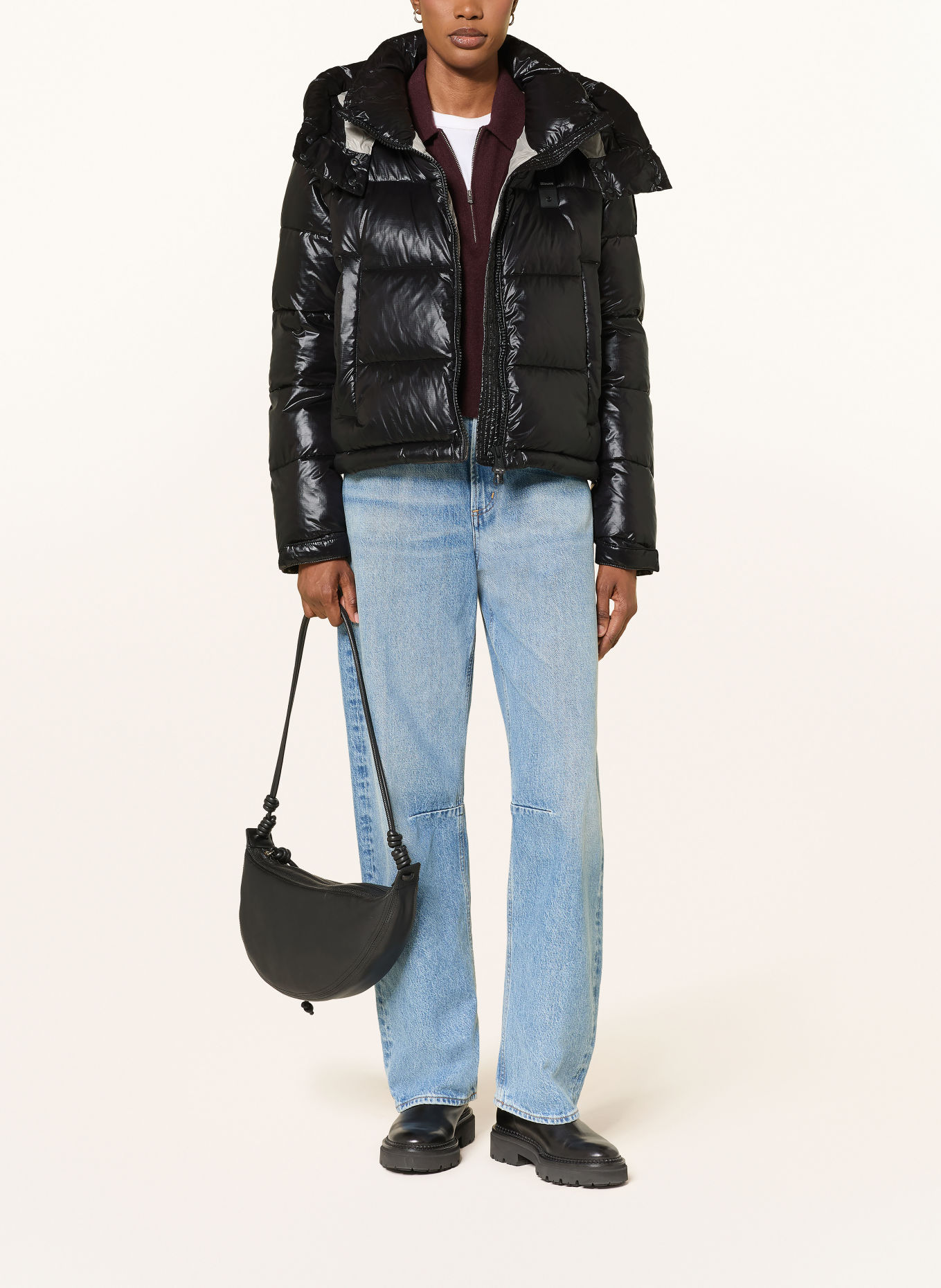 Blauer Steppjacke GLORIA mit abnehmbarer Kapuze: SCHWARZ