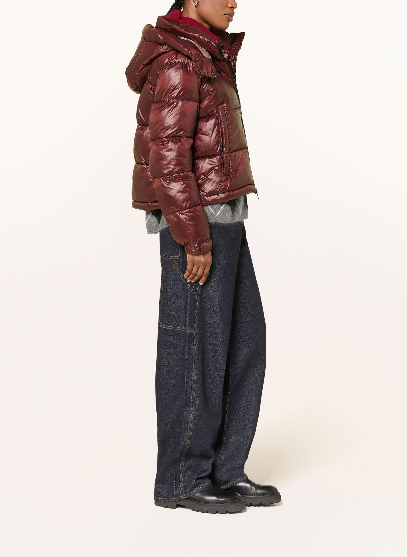 Blauer Steppjacke GLORIA mit abnehmbarer Kapuze: DUNKELROT