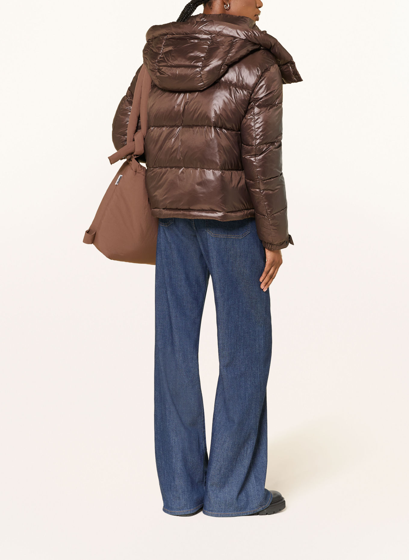 Blauer Steppjacke GLORIA mit abnehmbarer Kapuze: DUNKELBRAUN