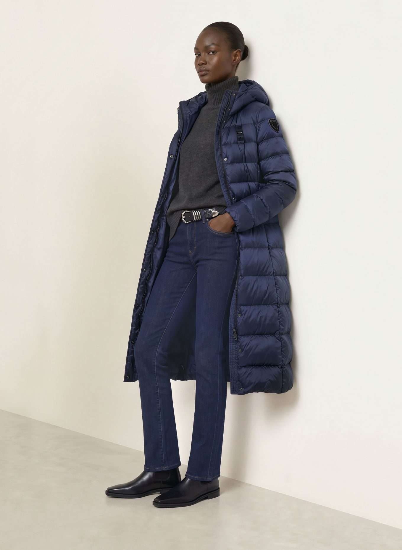 Blauer Doudoune longue: BLEU FONCÉ