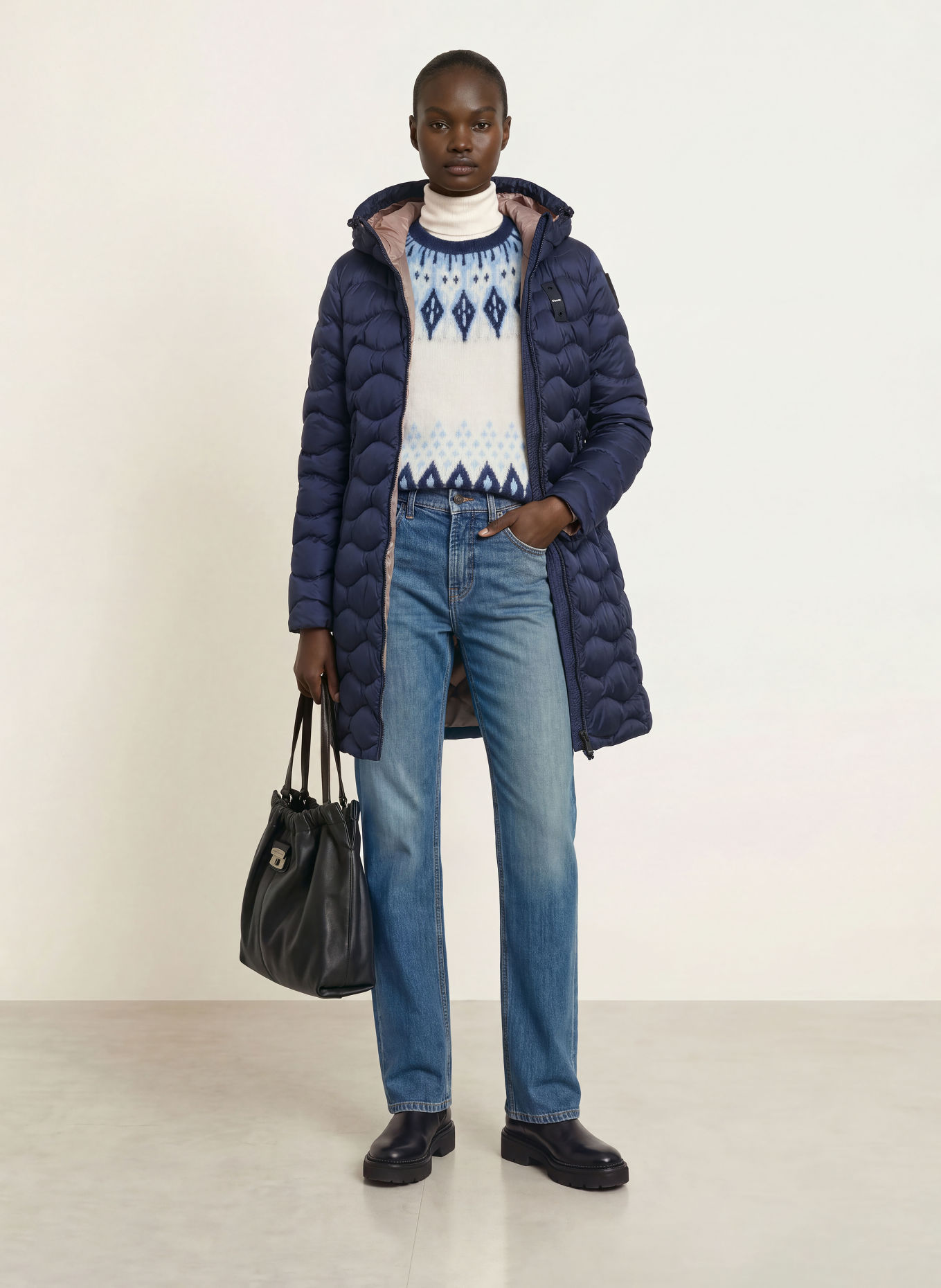 Blauer LYNE Down Jacket with Rhinestones: DARK BLUE