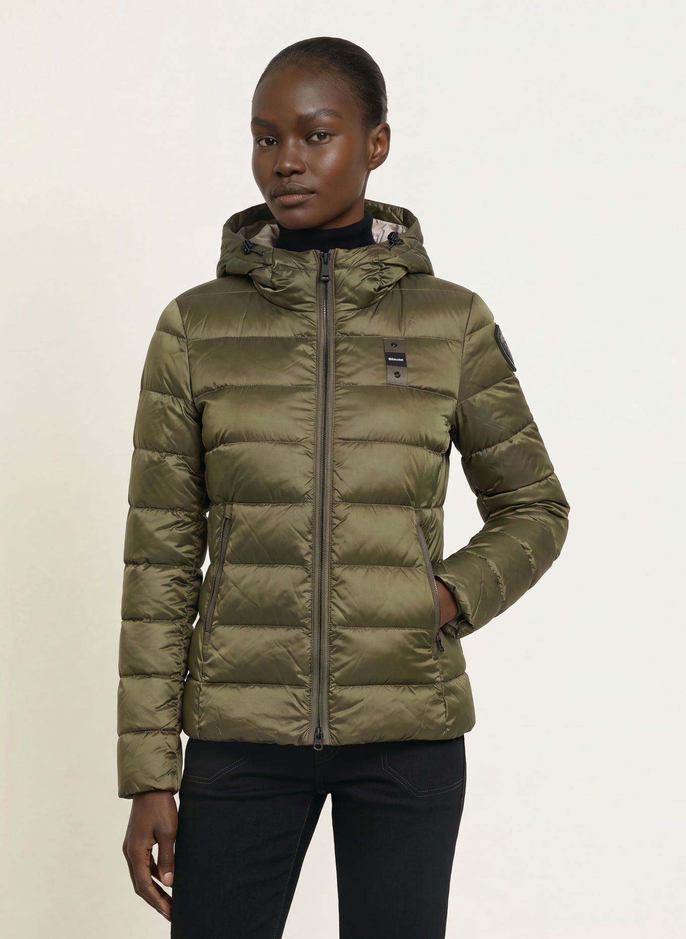 Blauer CHARME Lightweight Down Jacket: KHAKI / SILVER / BLACK