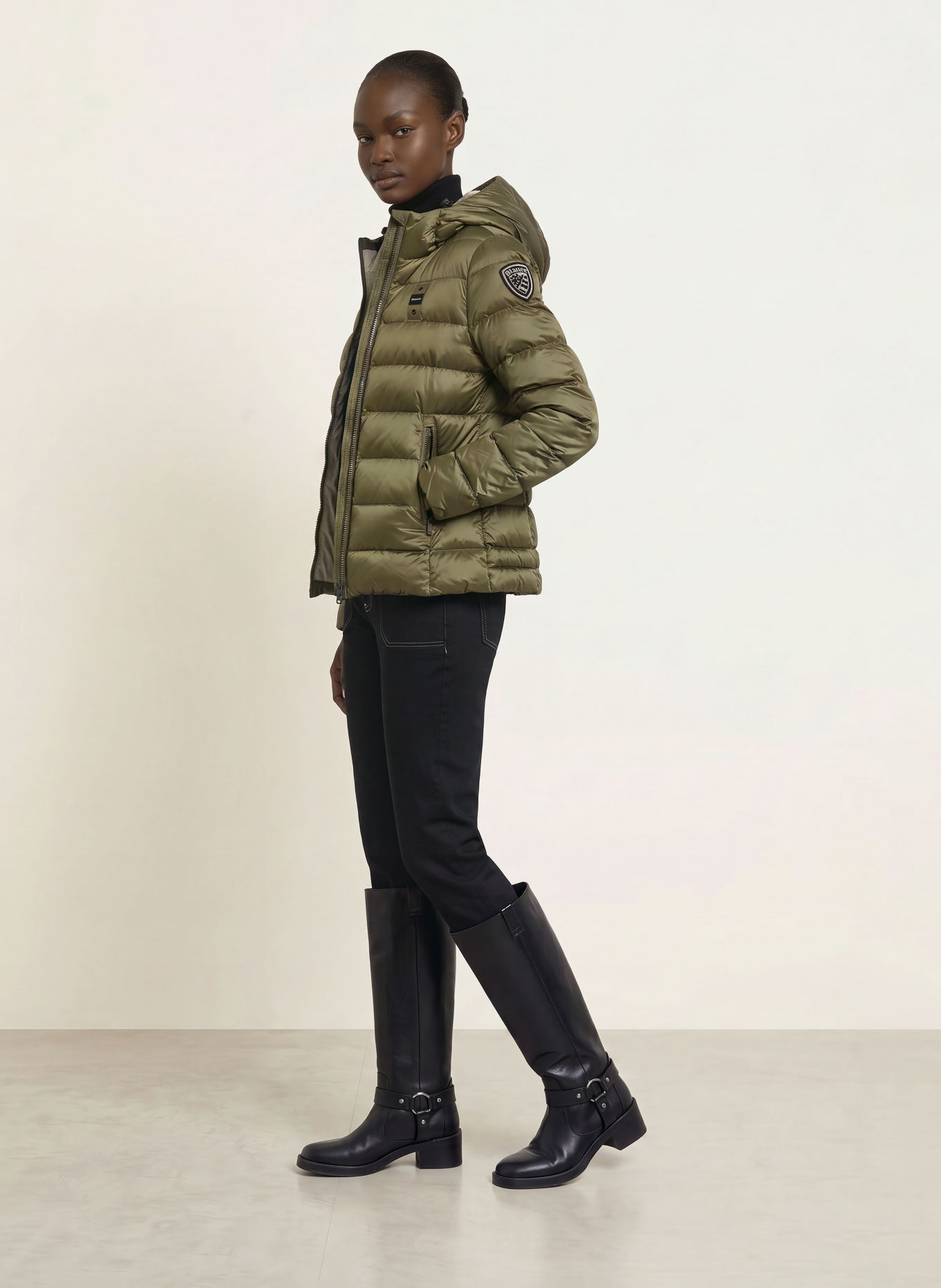 Blauer CHARME Lightweight Down Jacket: KHAKI / SILVER / BLACK