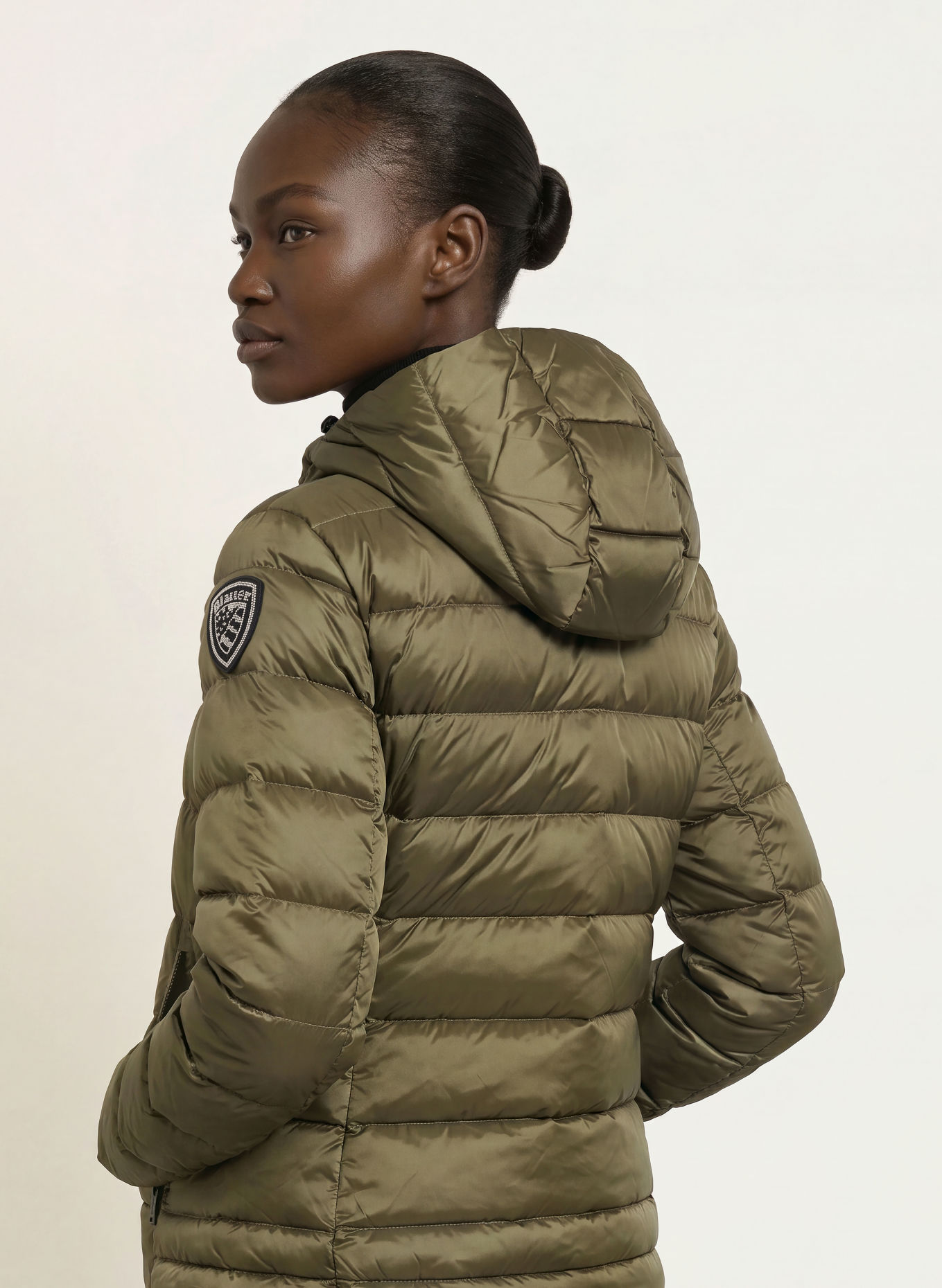Blauer CHARME Lightweight Down Jacket: KHAKI / SILVER / BLACK
