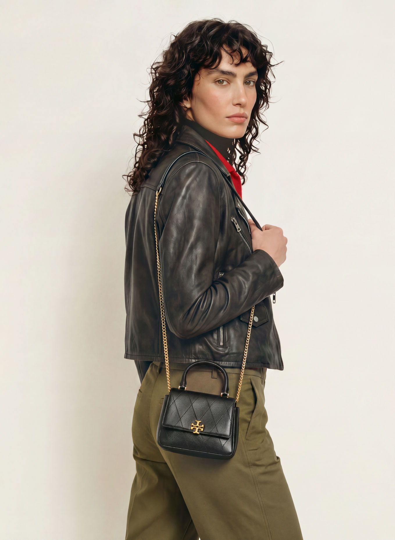 TORY BURCH Schoudertas CHARLIE MINI: ZWART / GOUD