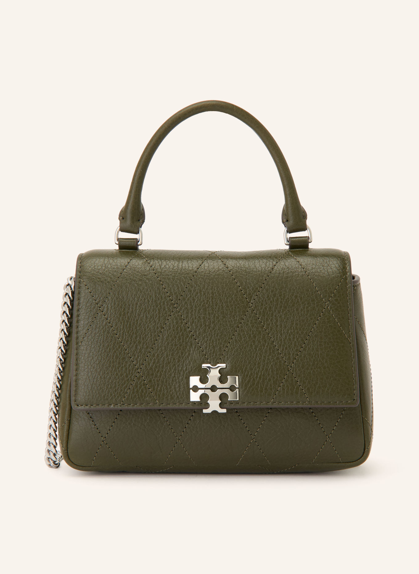TORY BURCH CHARLIE MINI Crossbody Bag: DARK GREEN / SILVER