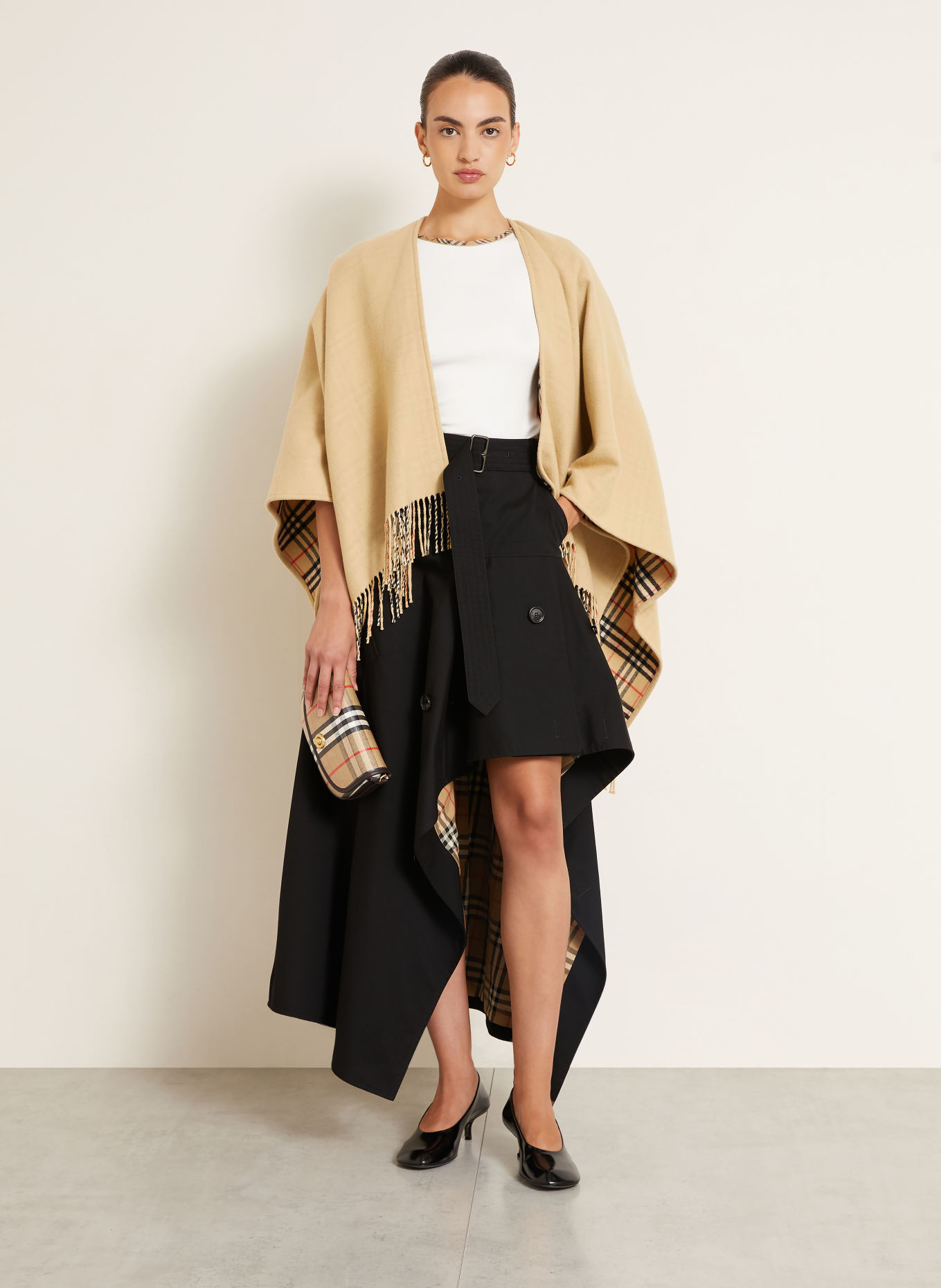 BURBERRY Schoudertas HIGHLANDS SMALL: BEIGE / MARRON FONCÉ / WIT