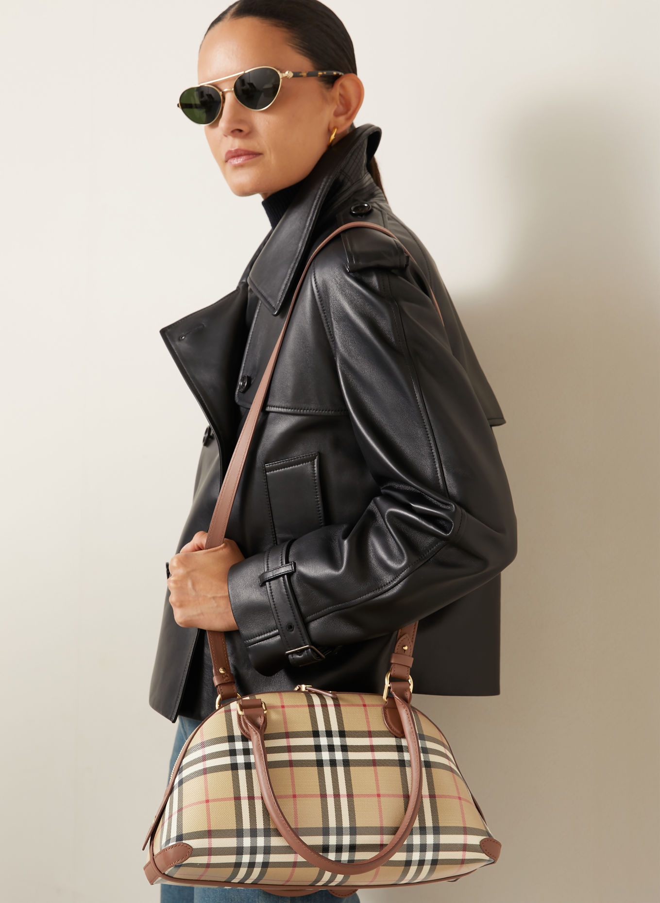 BURBERRY PRIMROSE Handbag: BEIGE / BROWN / RED