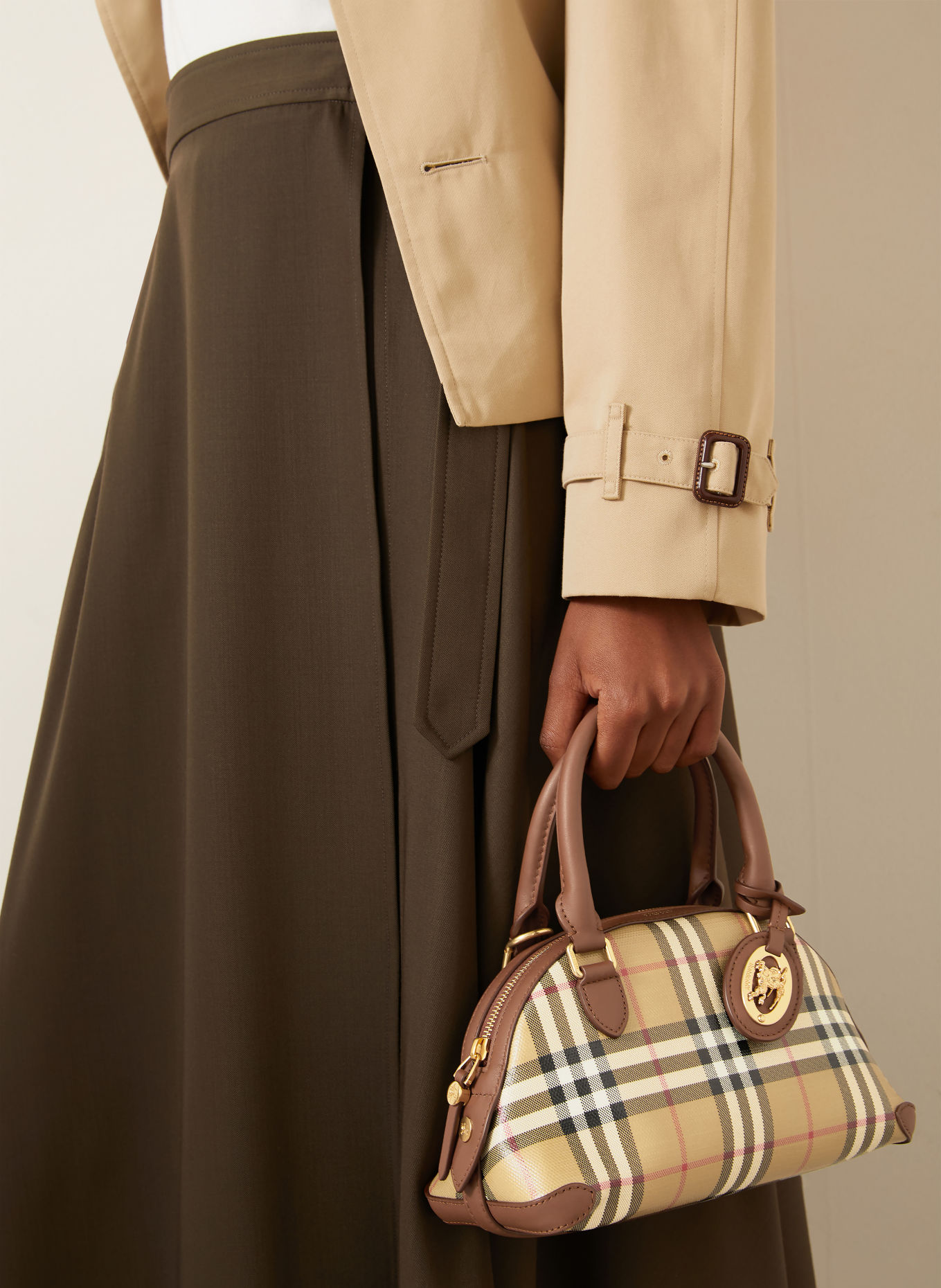 BURBERRY PRIMROSE Handbag: BEIGE / BROWN / RED