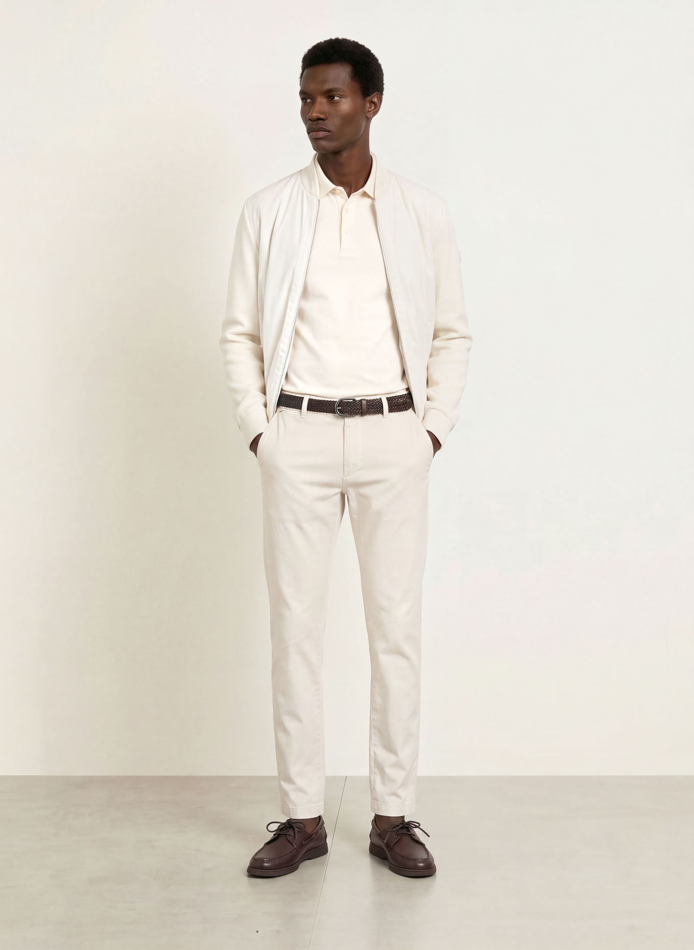 BOSS Blouson LEVAIO im Materialmix: ECRU