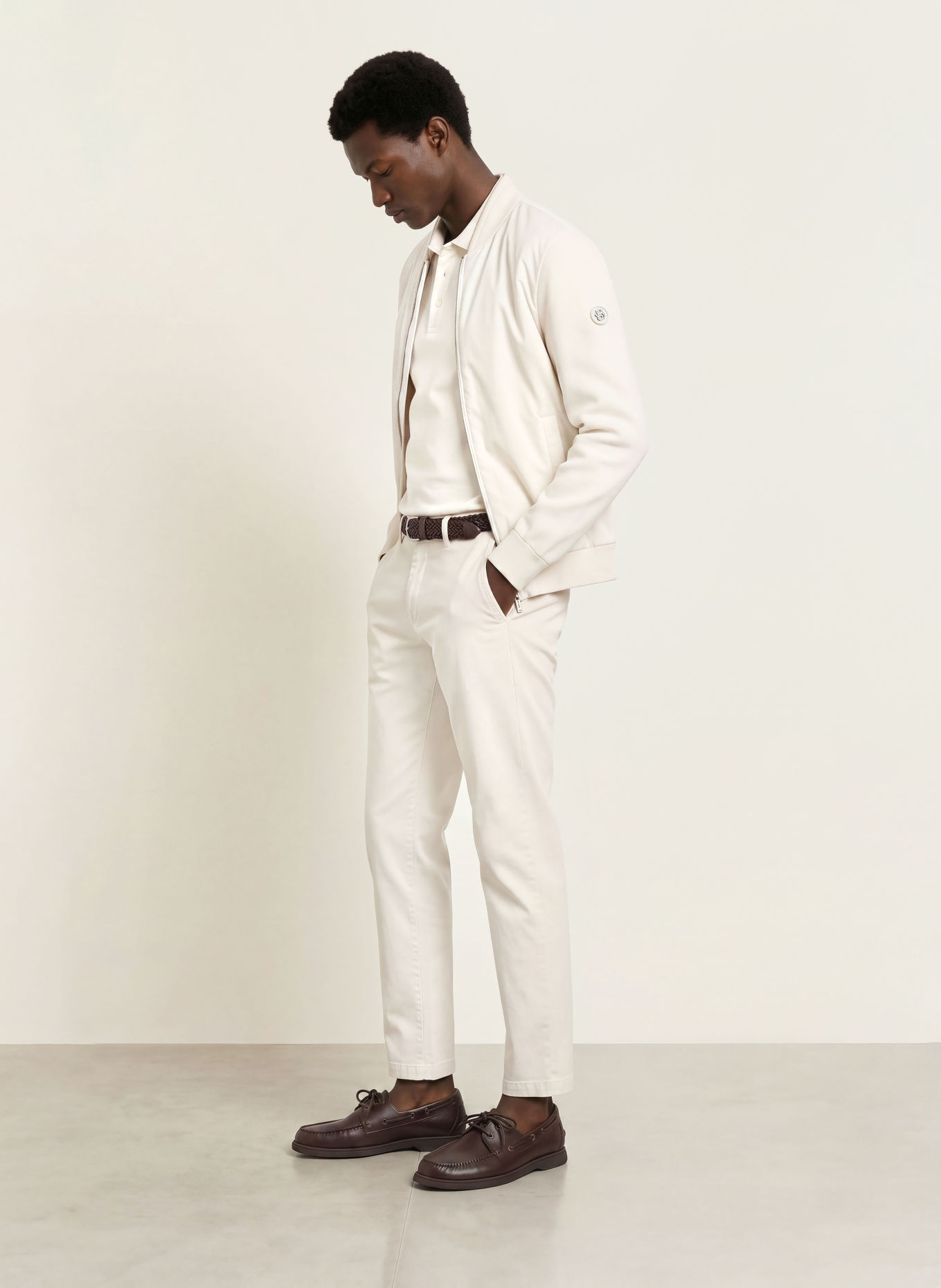 BOSS Blouson LEVAIO im Materialmix: ECRU