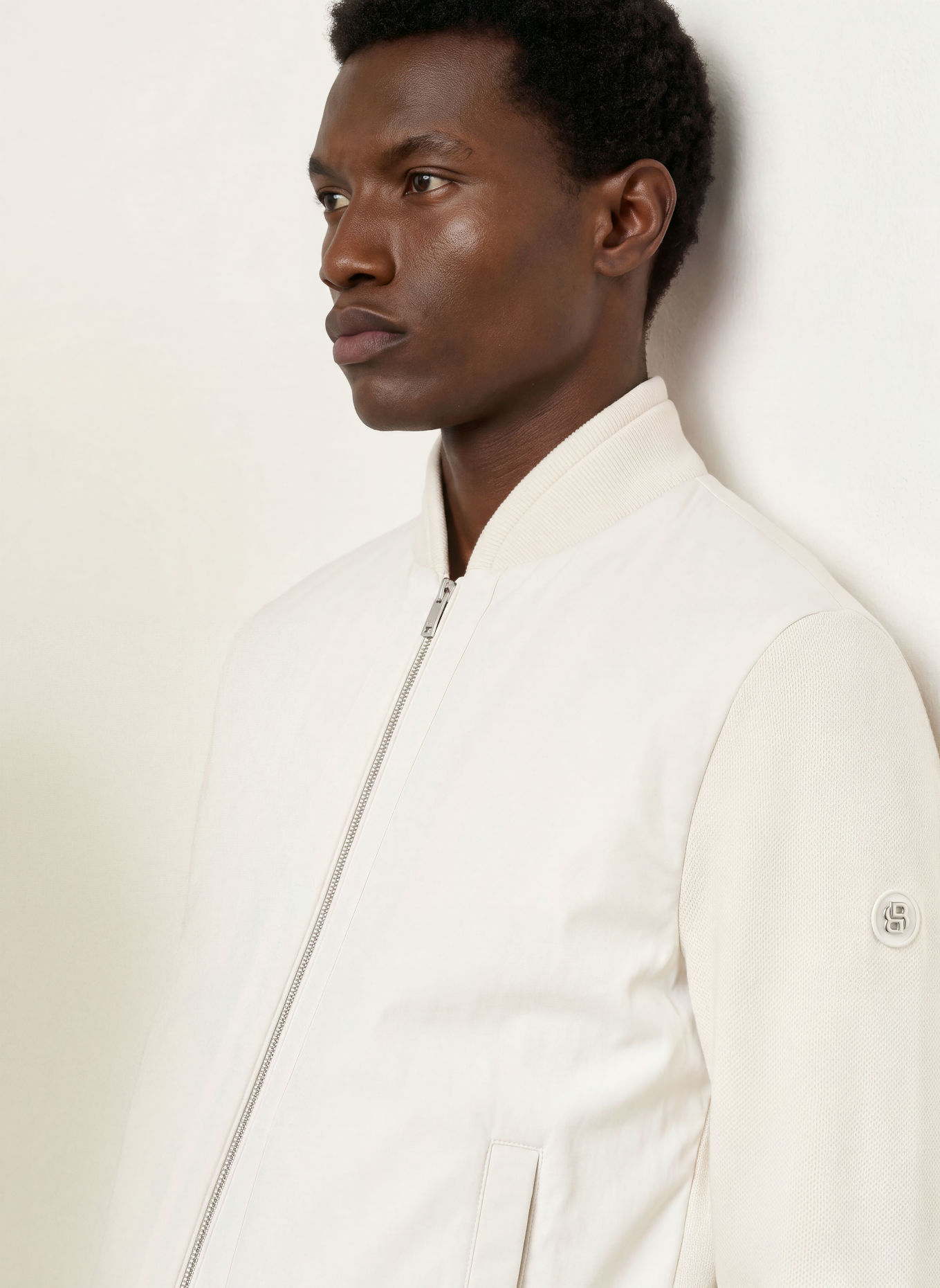 BOSS Blouson LEVAIO im Materialmix: ECRU