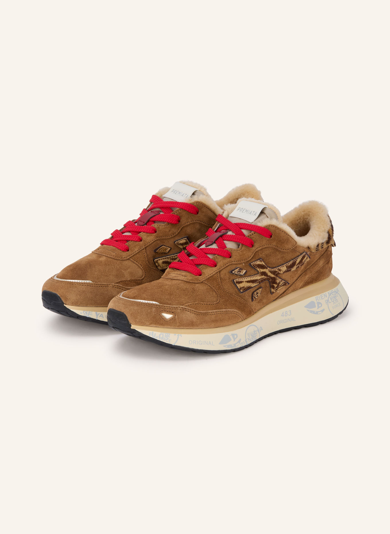 PREMIATA Sneakers LAURYN: BRUIN / MARRON FONCÉ / BEIGE
