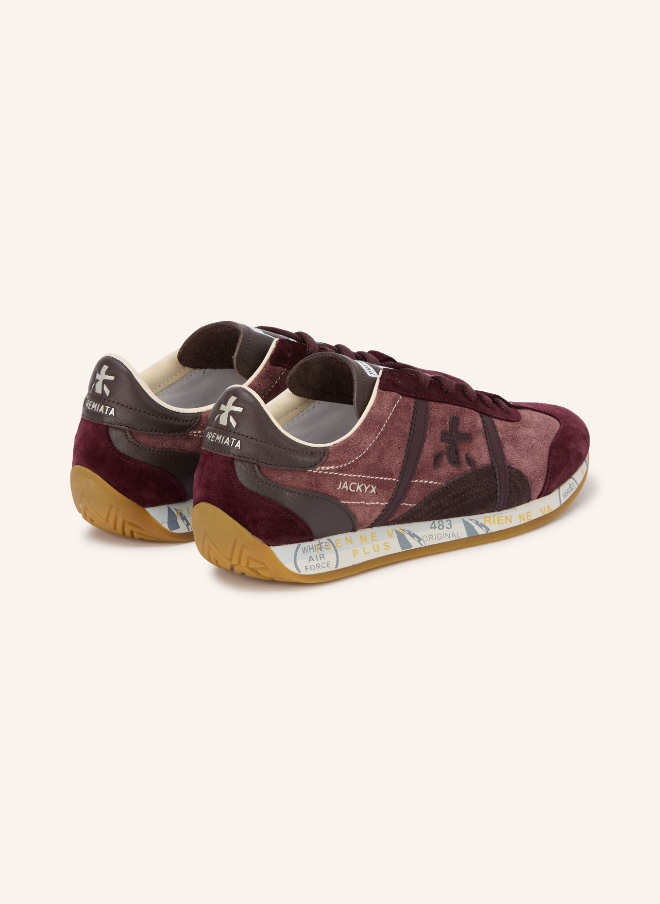 PREMIATA Sneakers JACKY: DONKERROOD / MARRON FONCÉ / VIEUX ROSE