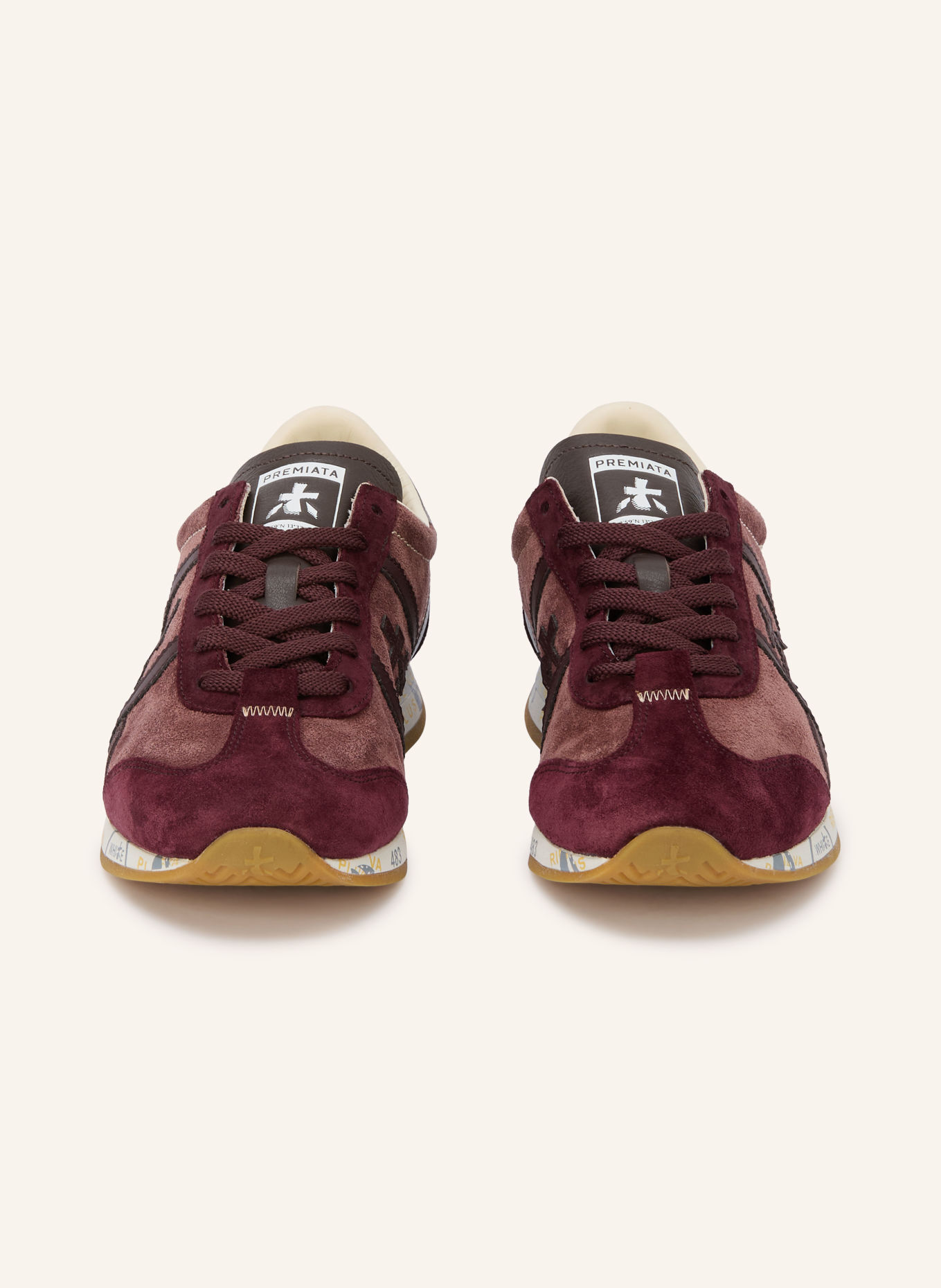 PREMIATA Sneakers JACKY: DONKERROOD / MARRON FONCÉ / VIEUX ROSE