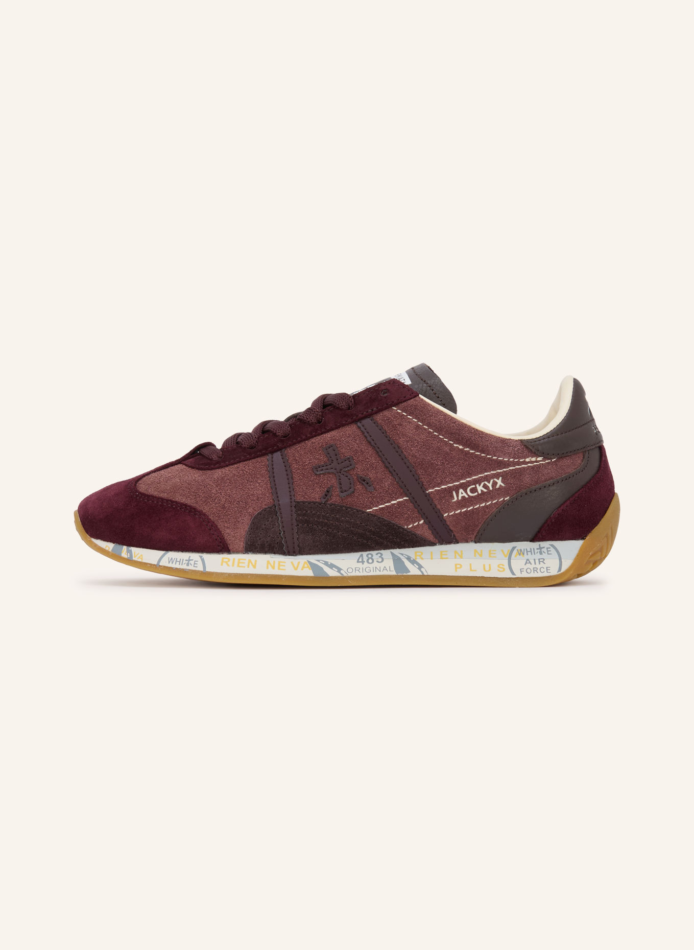 PREMIATA Sneakers JACKY: DONKERROOD / MARRON FONCÉ / VIEUX ROSE