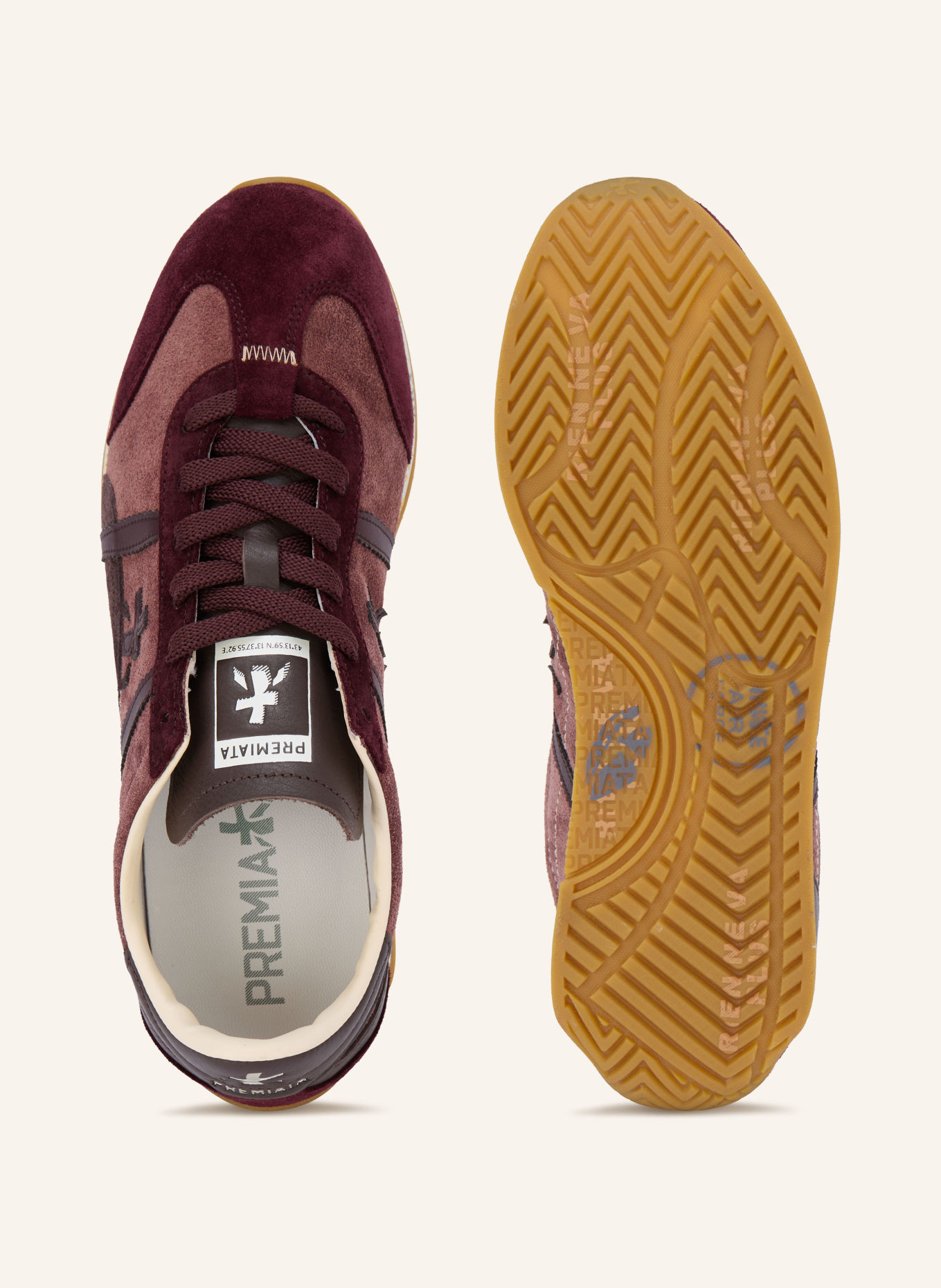 PREMIATA Sneakers JACKY: DONKERROOD / MARRON FONCÉ / VIEUX ROSE