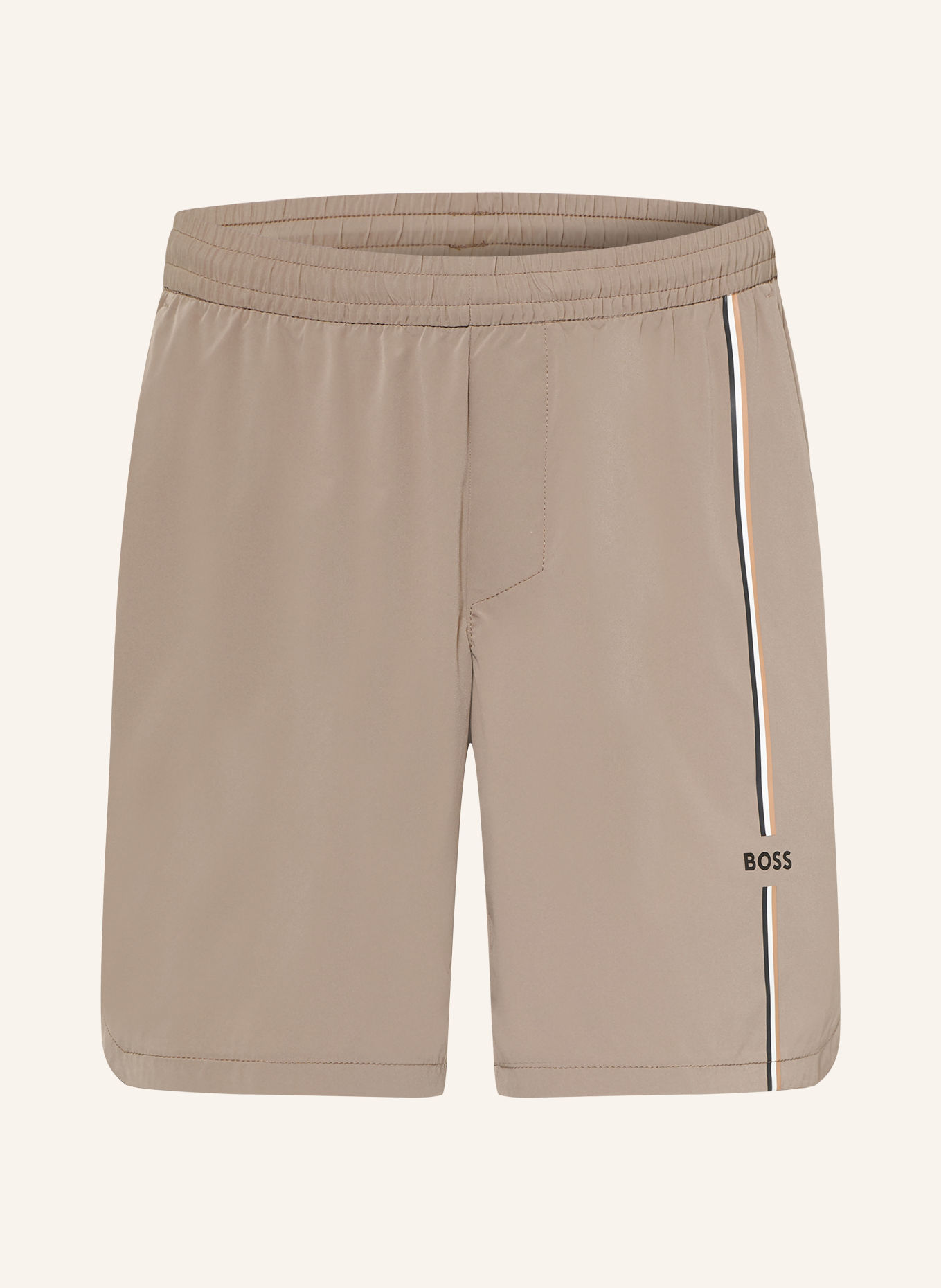 BOSS GAME Tennis Shorts: TAUPE / WHITE / BLACK