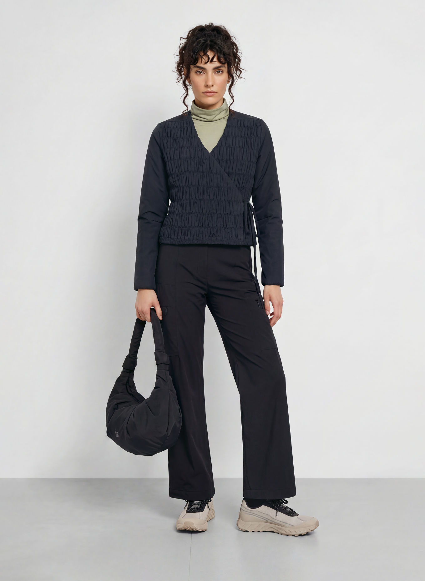 JEANNE BARET SKYE Wrap Jacket: BLACK