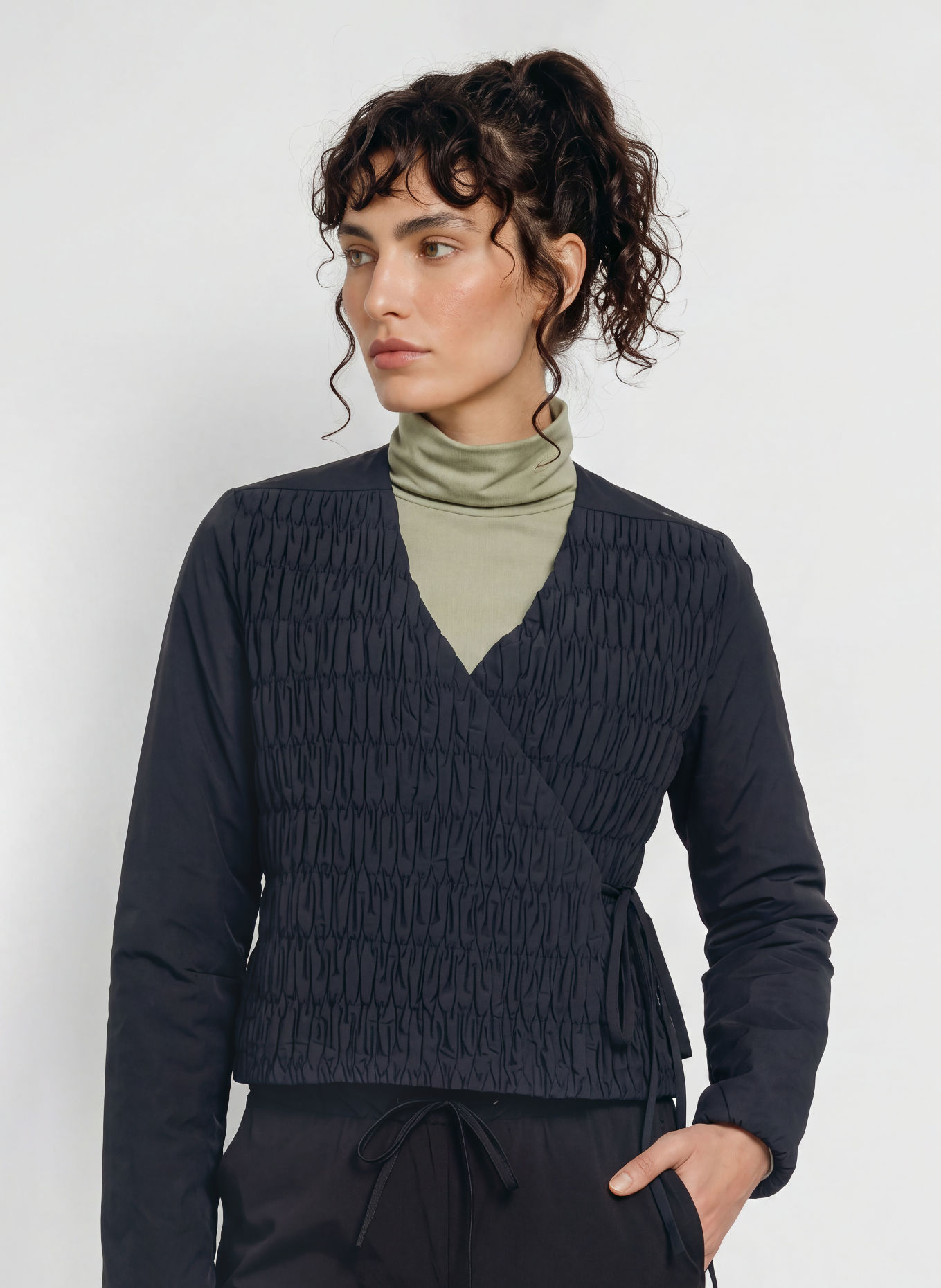 JEANNE BARET SKYE Wrap Jacket: BLACK