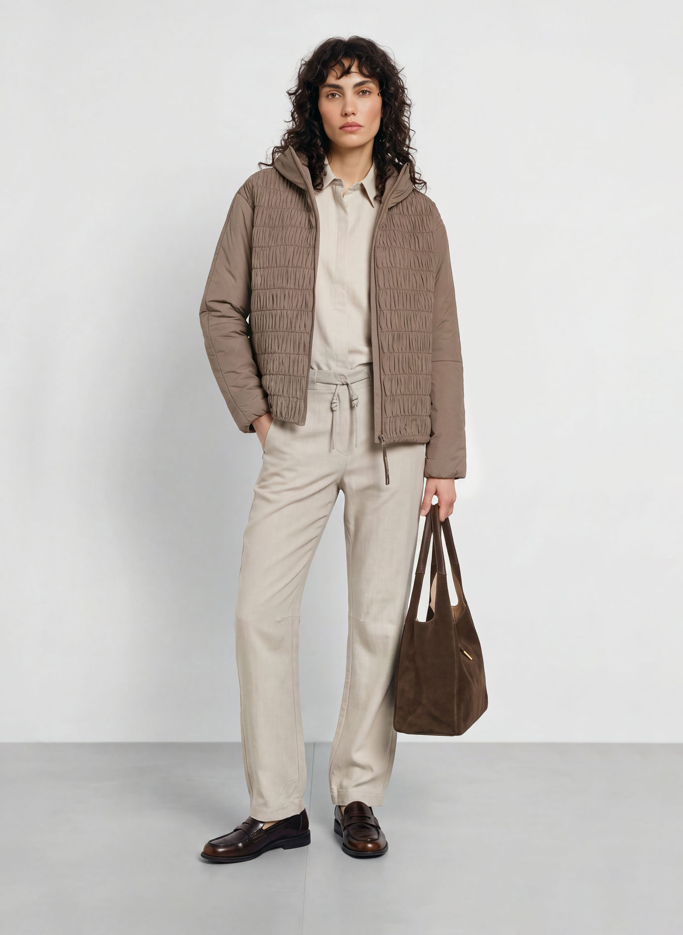 JEANNE BARET Gewatteerde jas SKYE: TAUPE