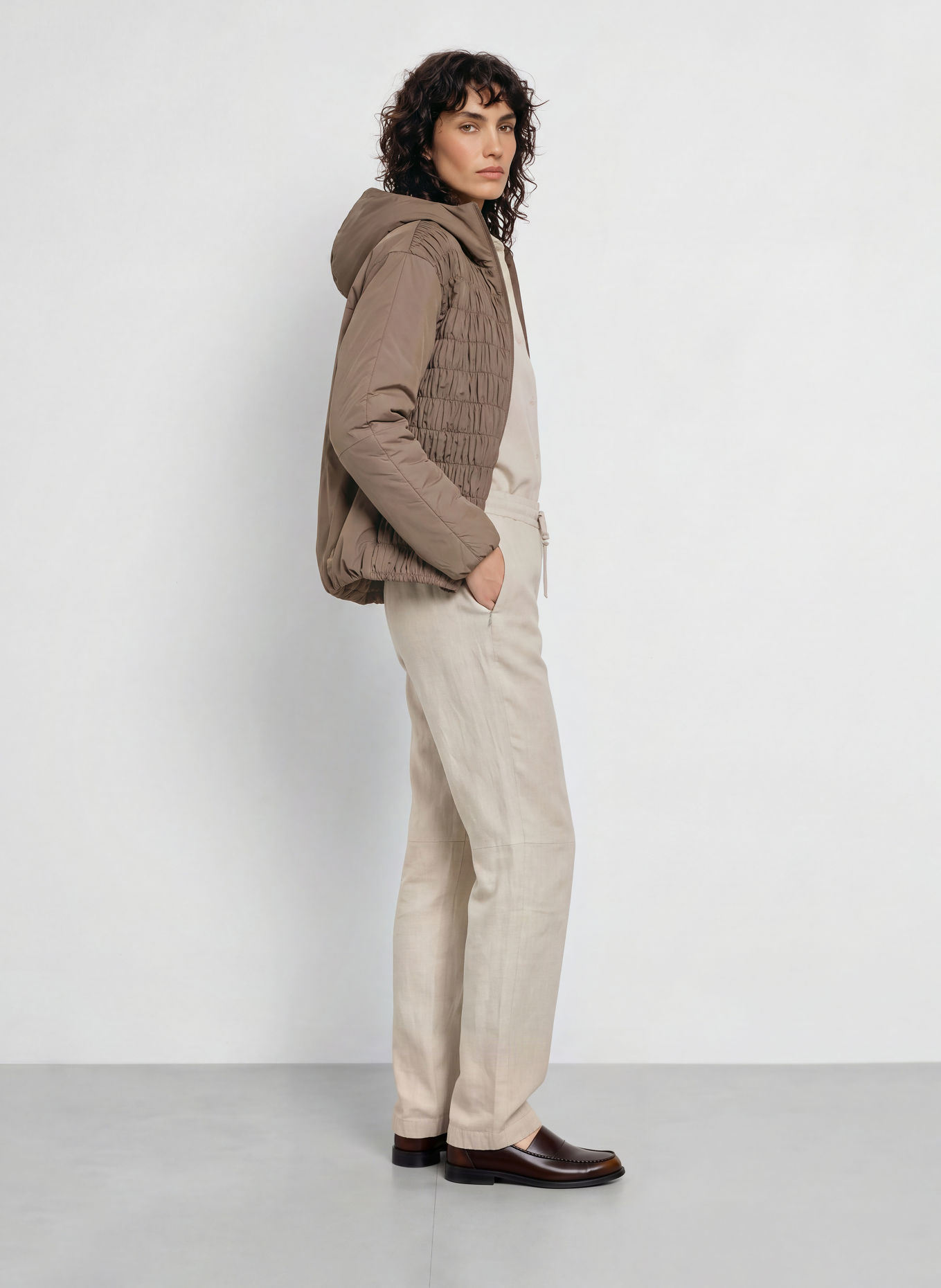JEANNE BARET Gewatteerde jas SKYE: TAUPE
