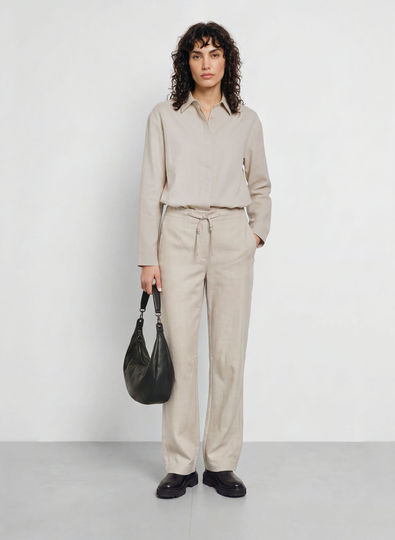 JEANNE BARET Hemdbluse HELLA aus Flanell: HELLGRAU