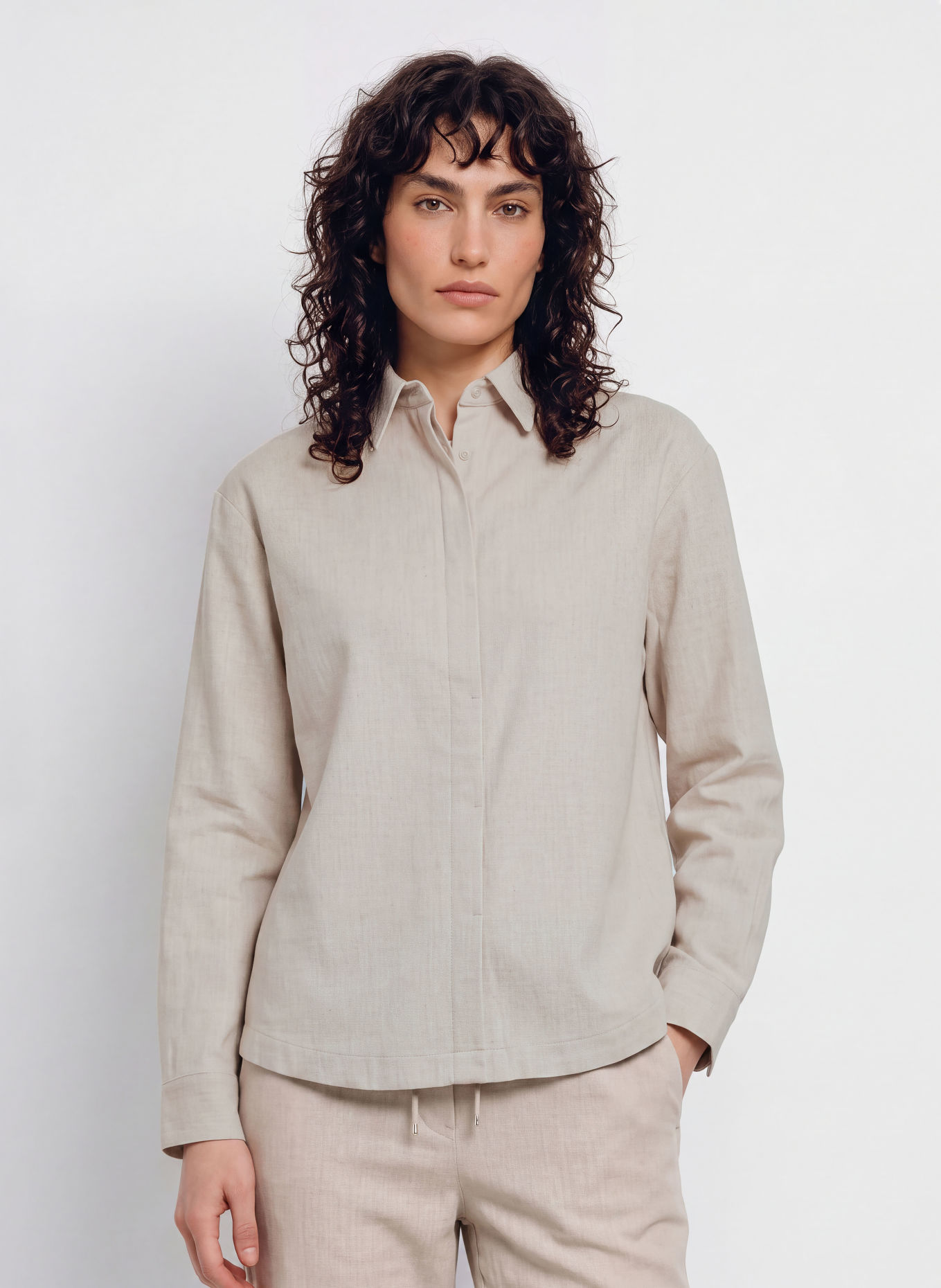 JEANNE BARET Hemdbluse HELLA aus Flanell: HELLGRAU