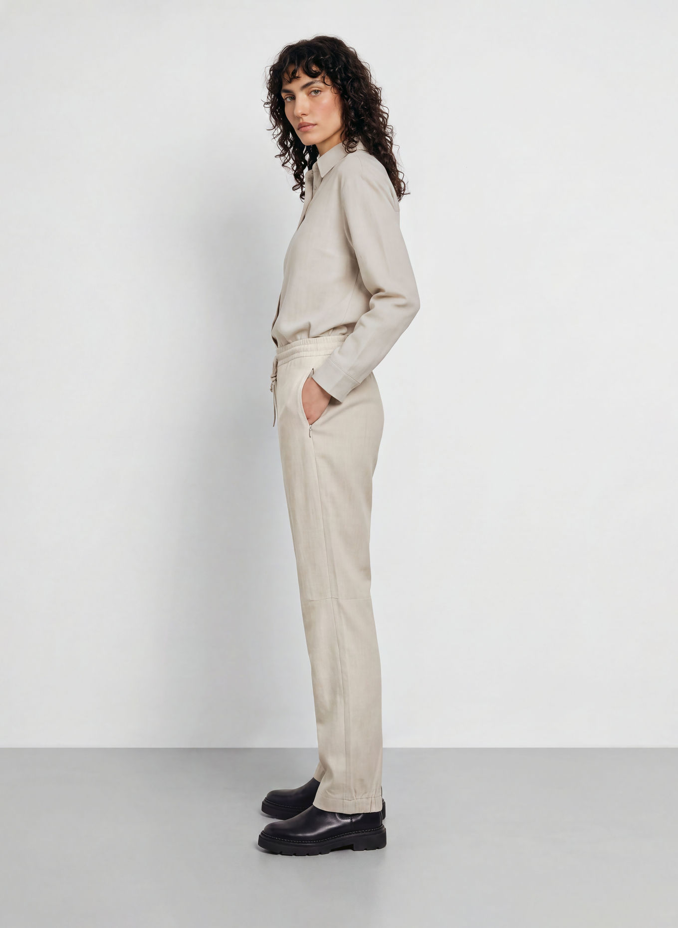JEANNE BARET Hemdbluse HELLA aus Flanell: HELLGRAU
