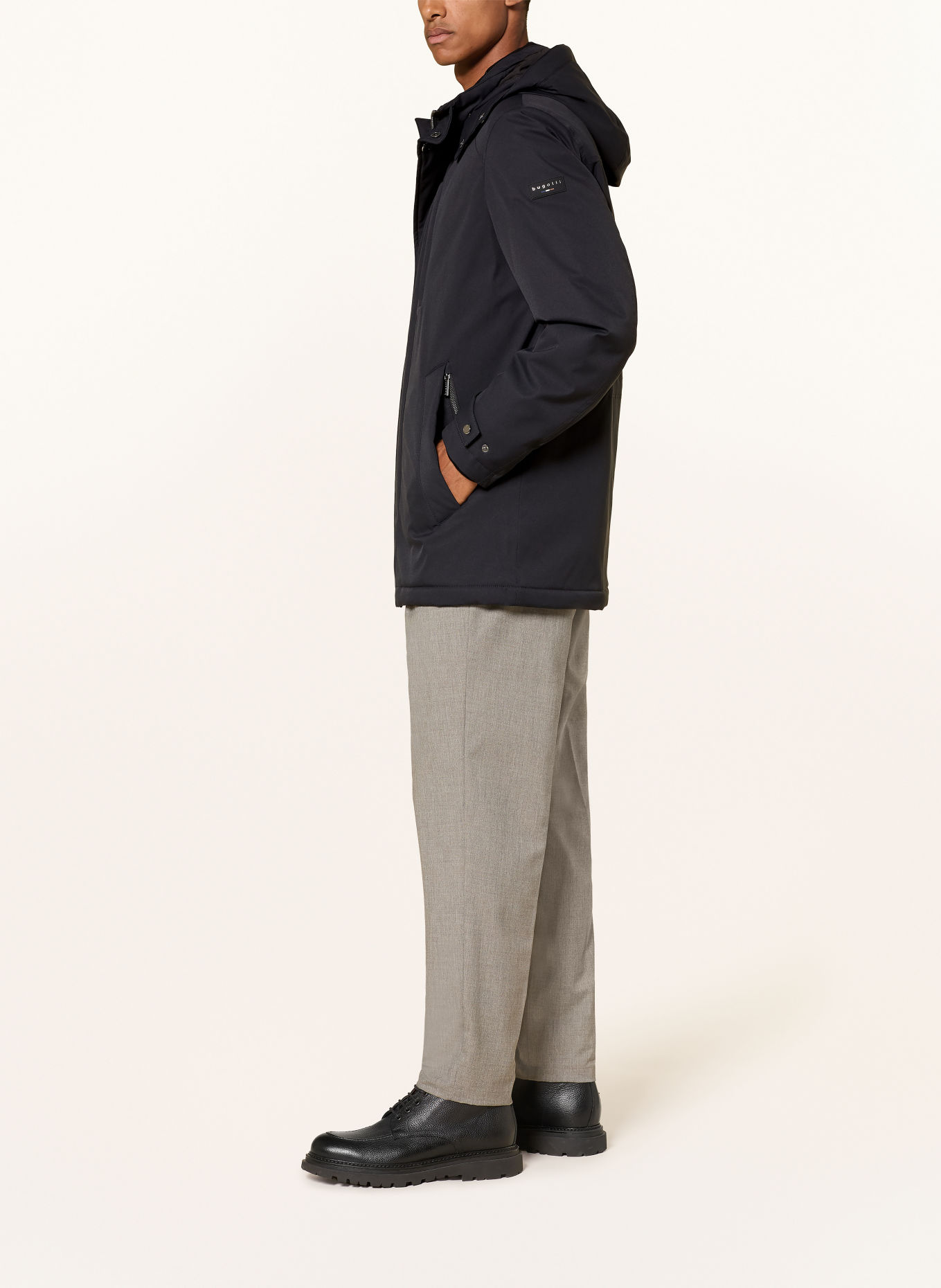 bugatti Parka met afneembare capuchon: ZWART