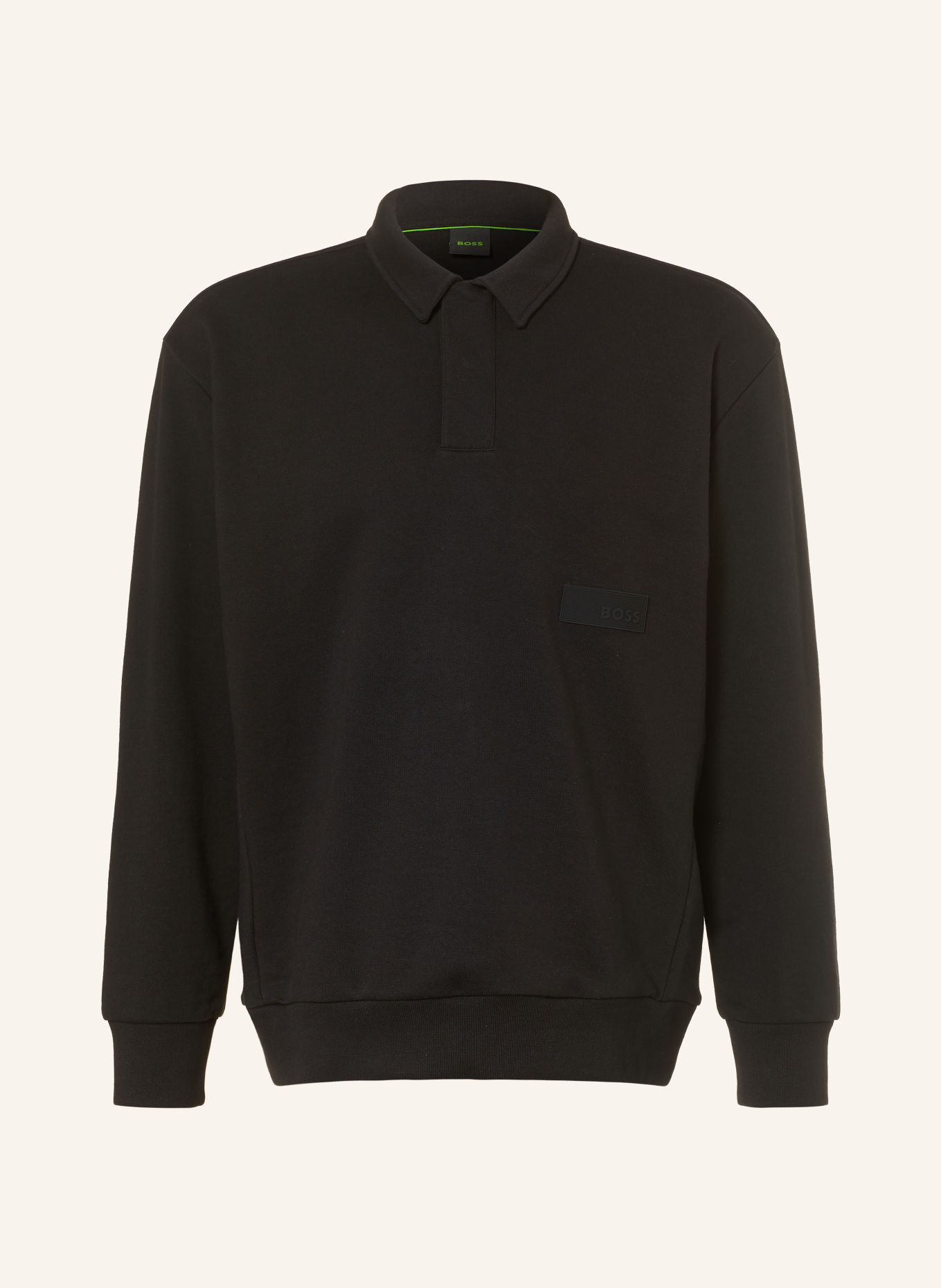 BOSS Sweat-Poloshirt PLACKET: SCHWARZ