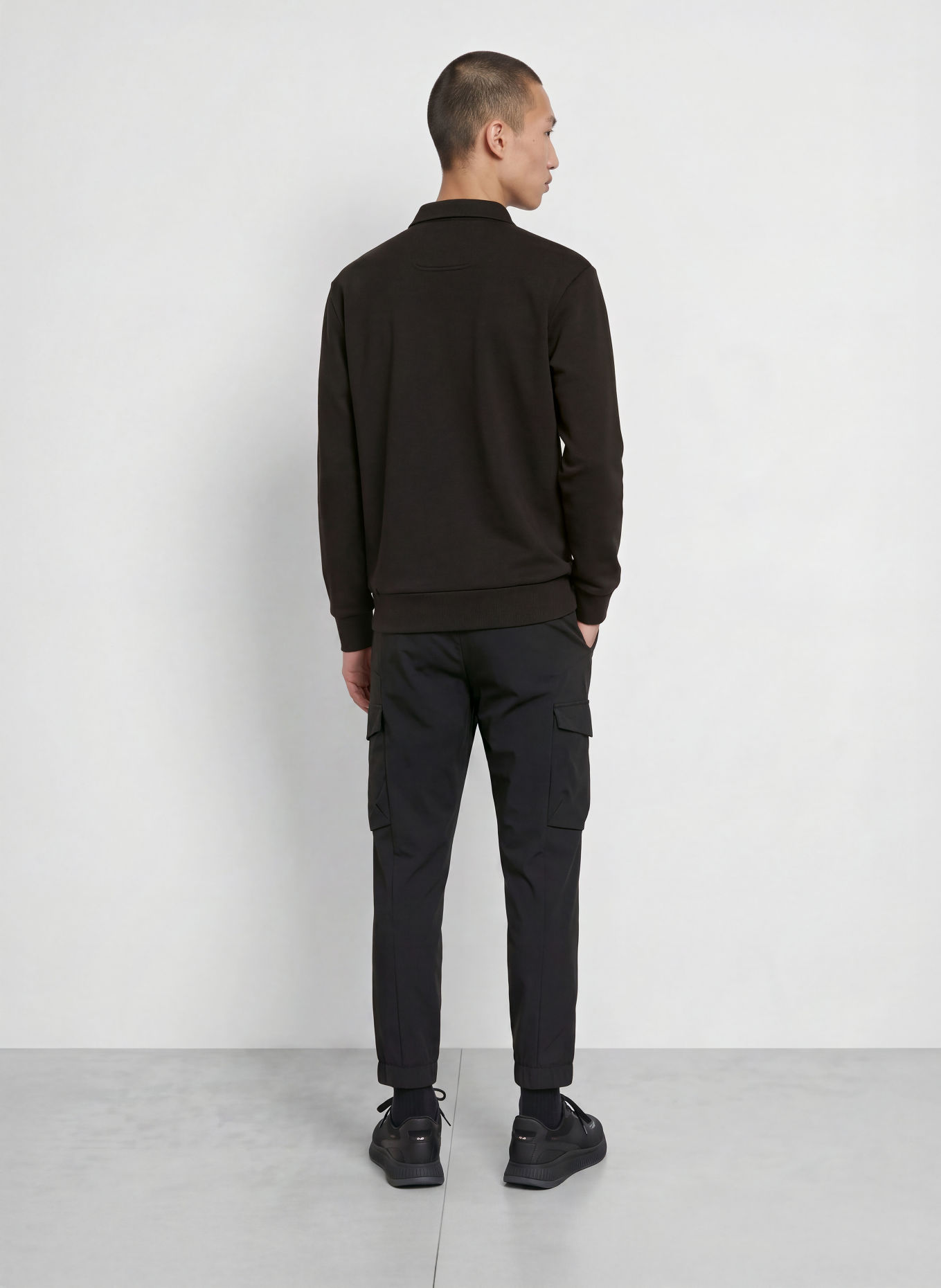 BOSS Sweat-Poloshirt PLACKET: SCHWARZ